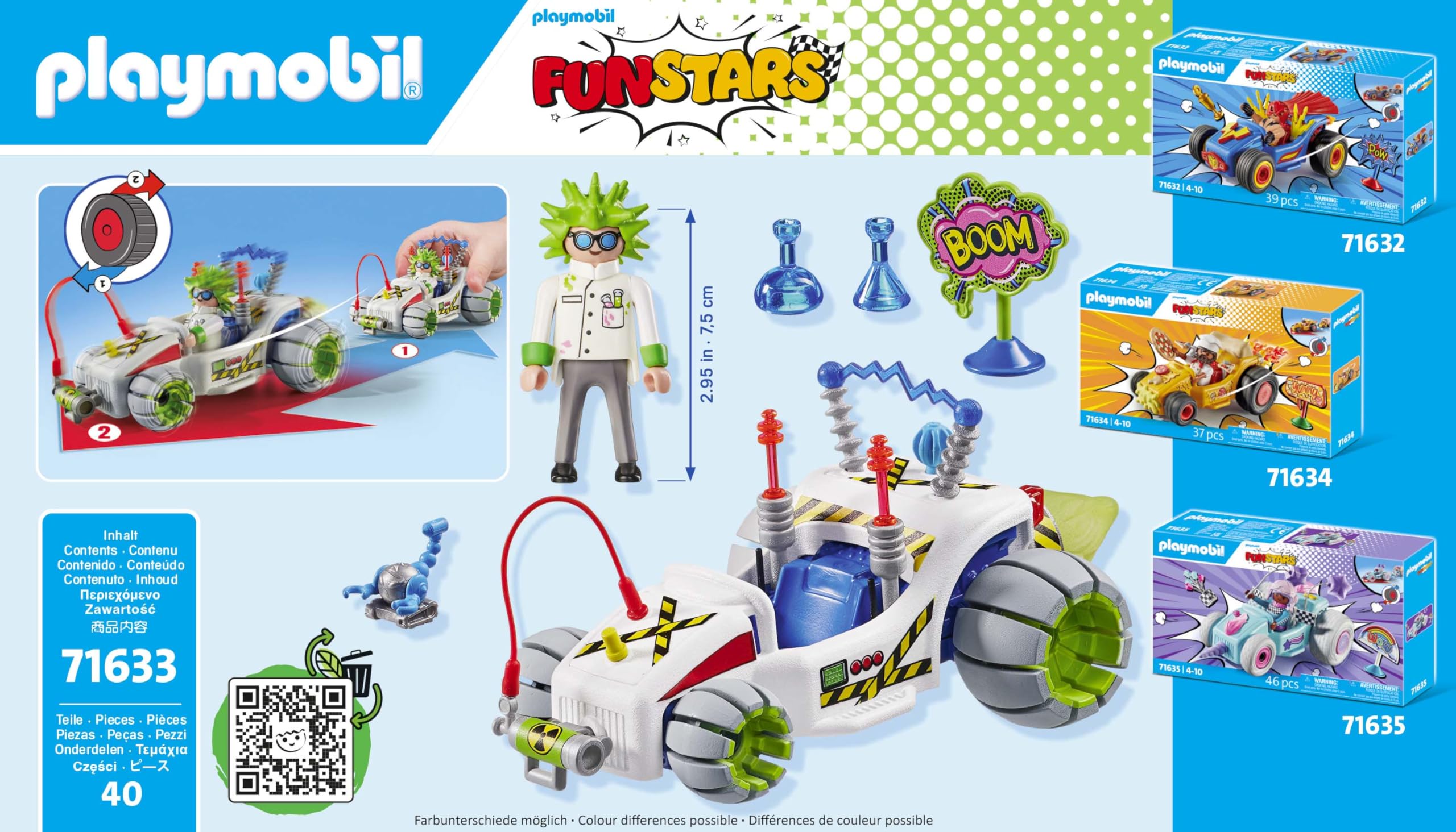 Playmobil 71633 Funstars: Racing Professor Playset with Retractable Motor Kart - Ages 4+ 6
