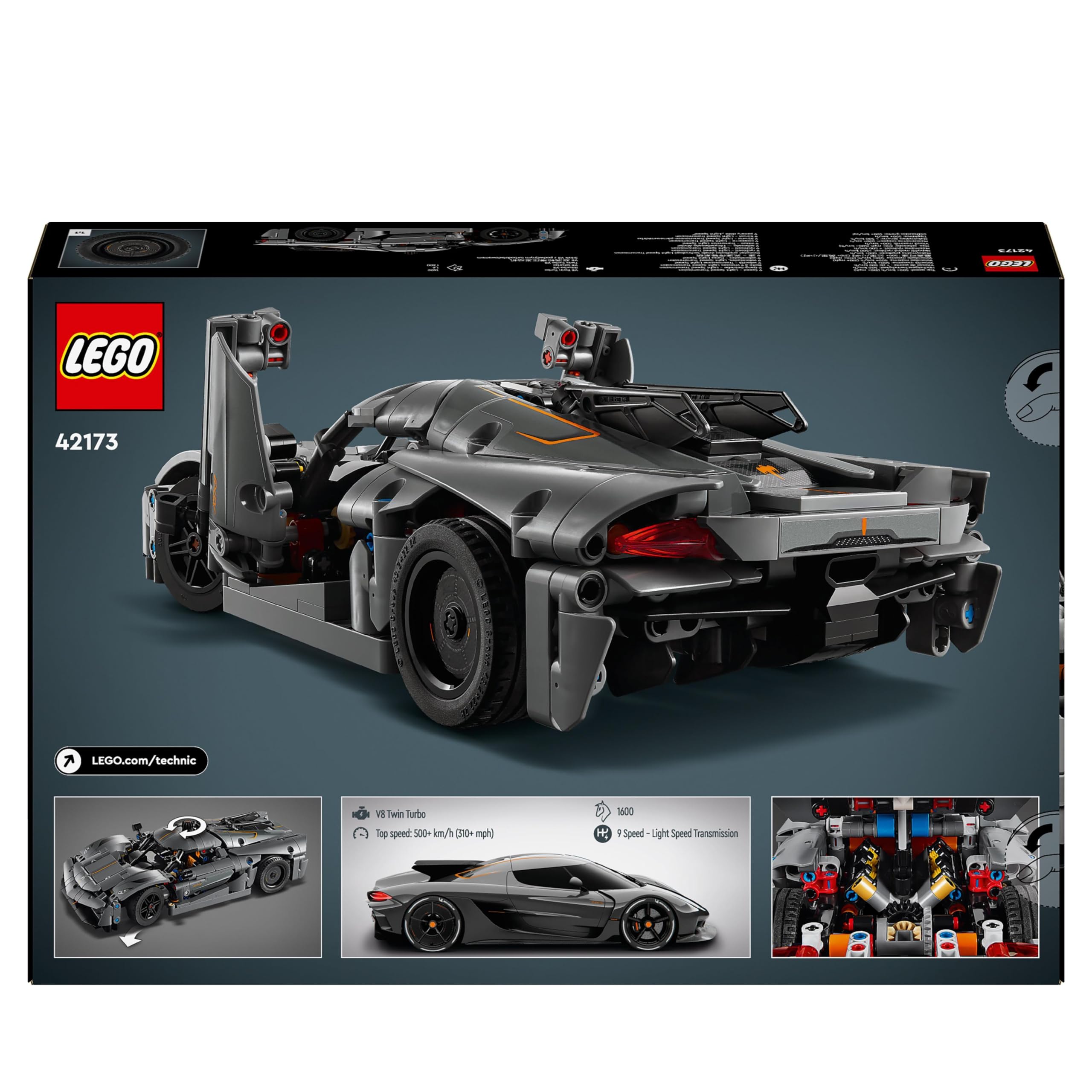 LEGO Technic Koenigsegg Jesko Absolut Grey Hypercar - Model Race Car Building Set for Ages 10+ 10