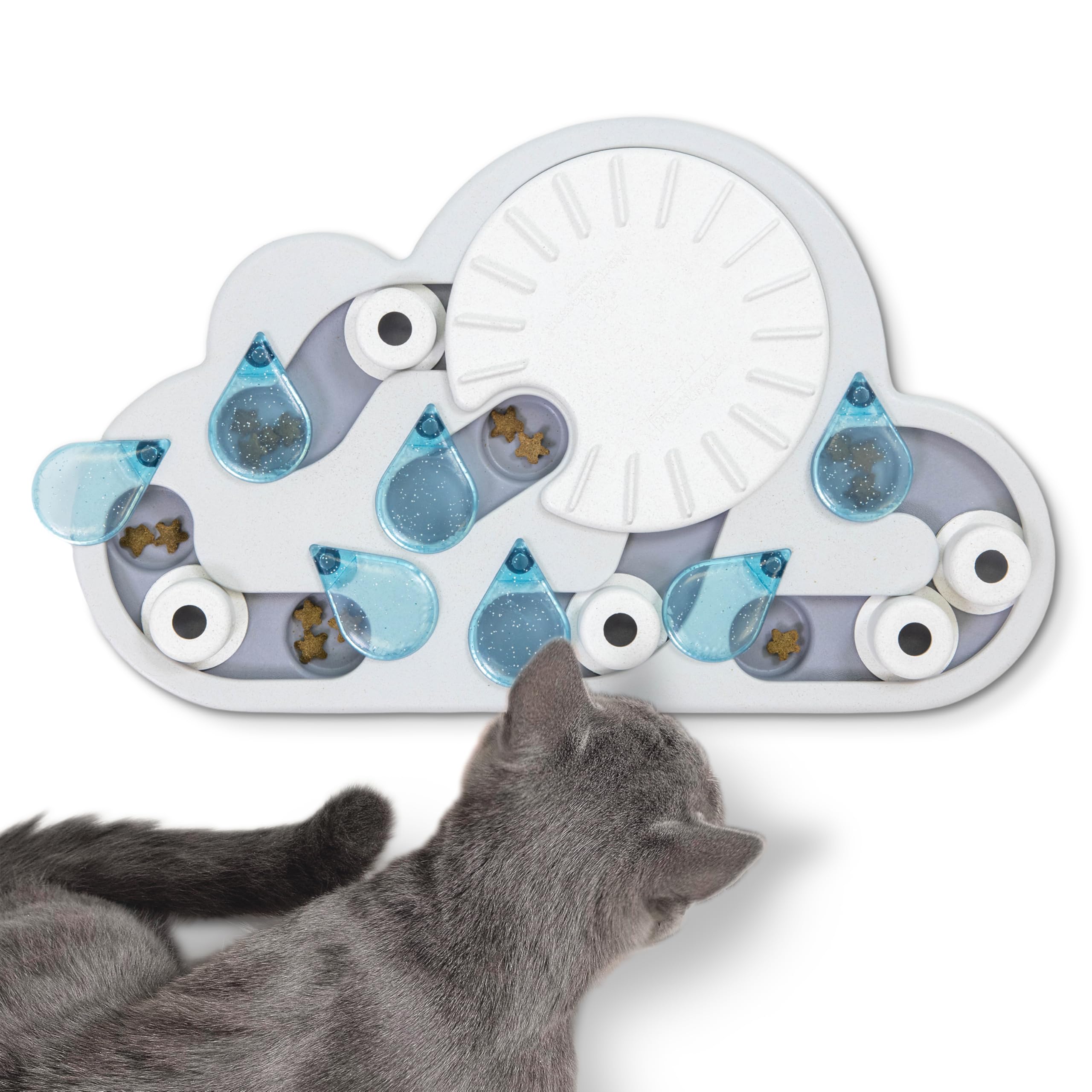 Catstages Nina Ottosson Rainy Day Puzzle Treat Dispenser for Cats | Wood Plastic Composite | Intermediate Level