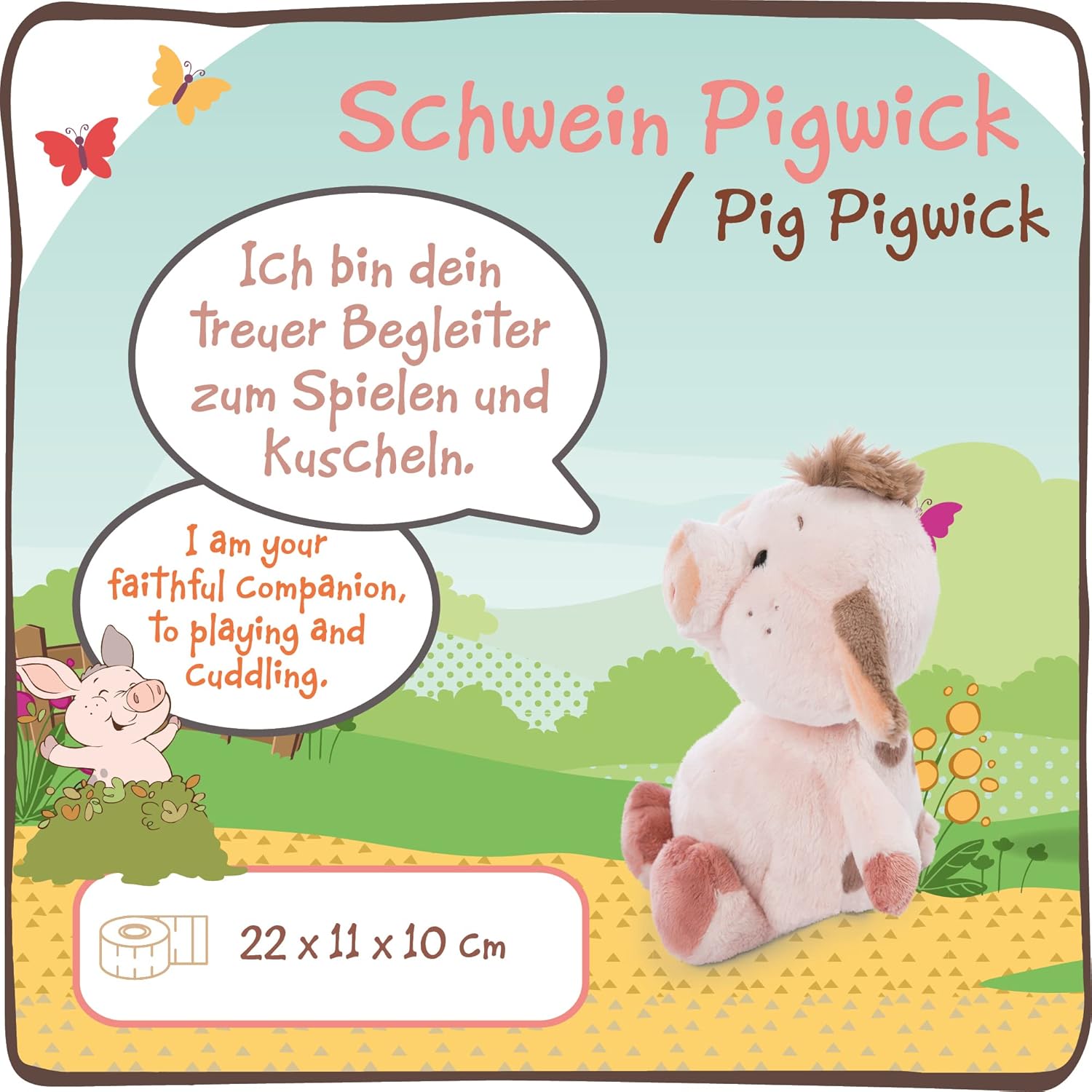 NICI Pigwick Soft Toy - 22 cm Pink Plush Pig from Farm Friends Collection 7