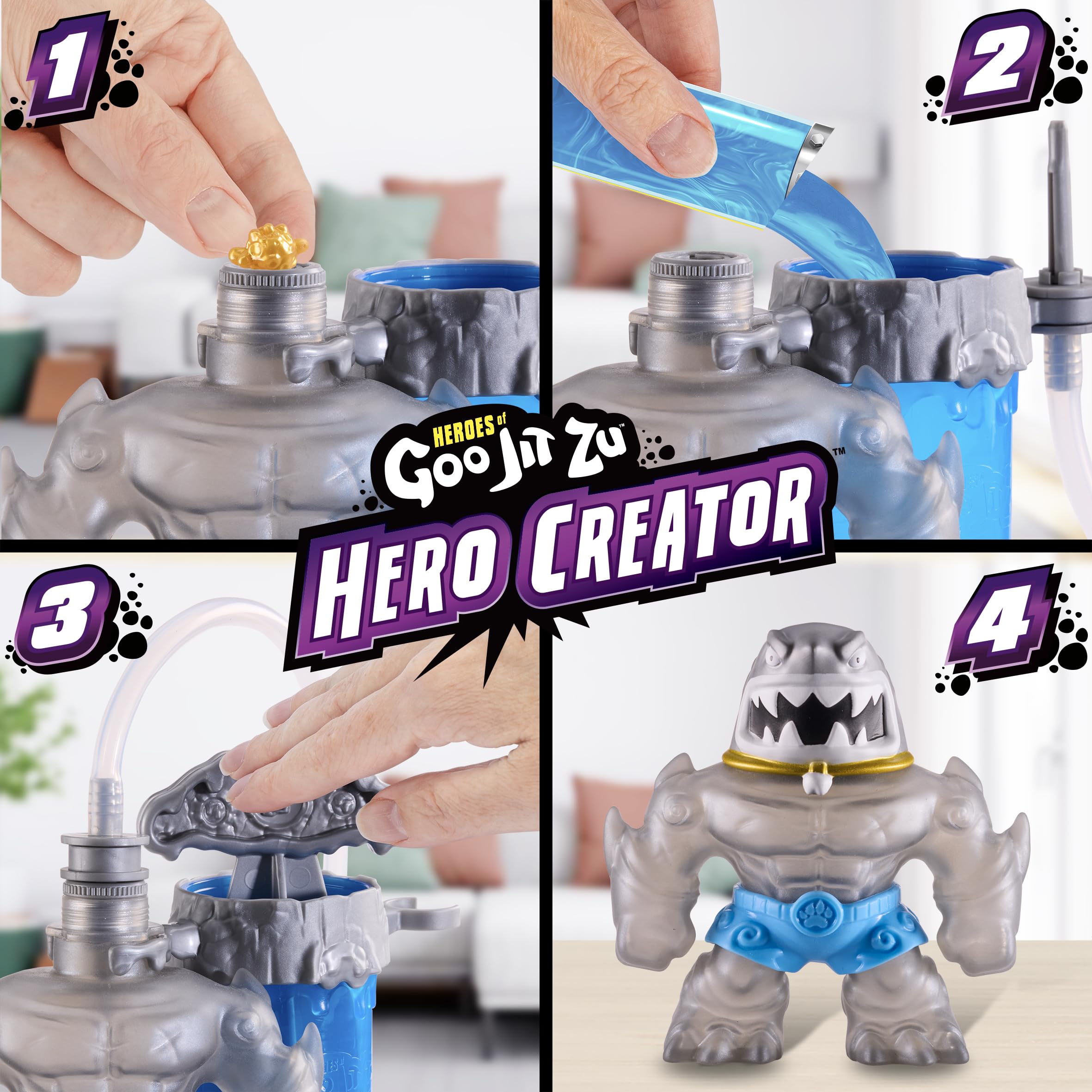 Heroes of Goo Jit Zu Hero Creator Thrash - Create & Stretch Action Figure with 3 Goo Fillings 6
