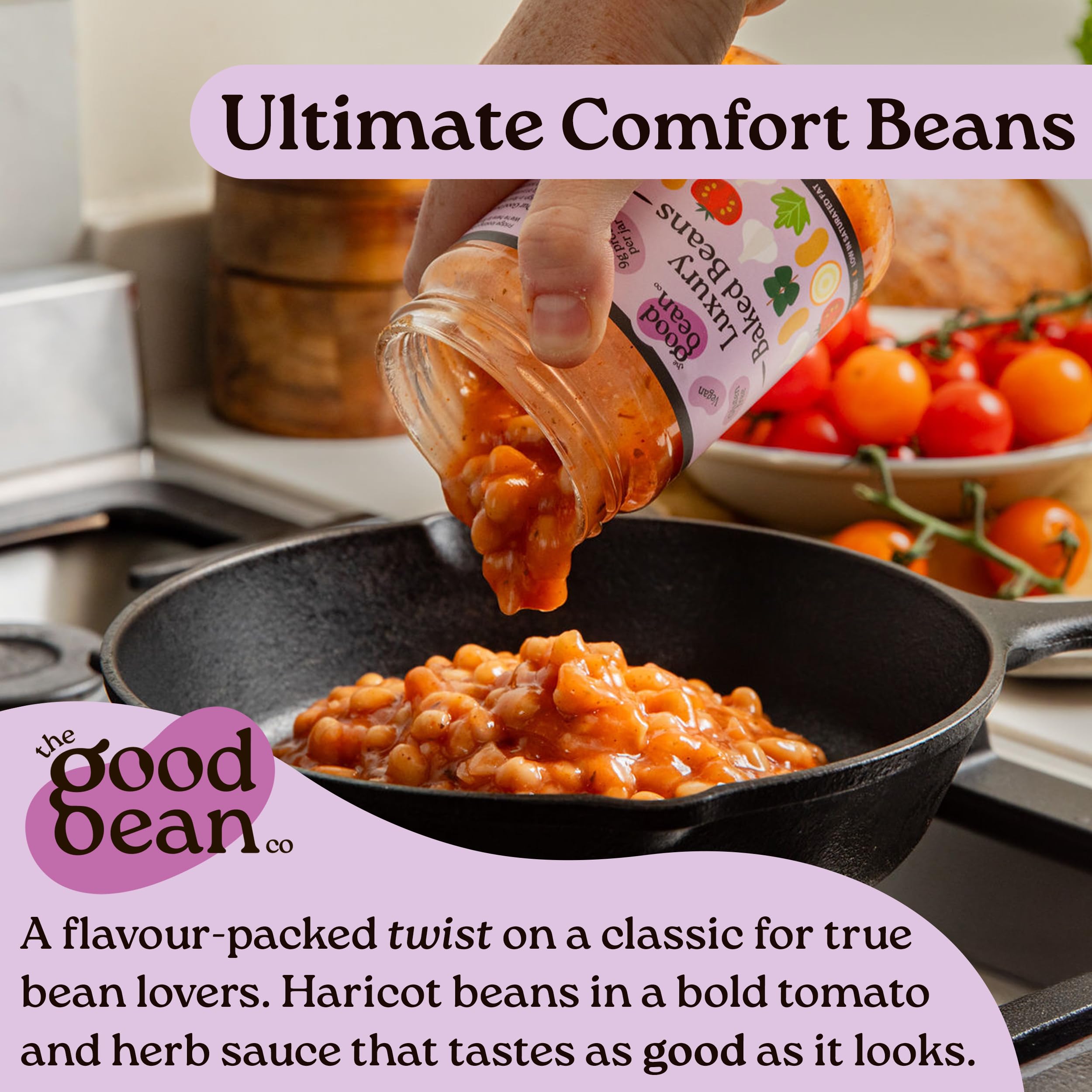 The Good Bean Co - Luxury Baked Beans Haricot Beans in Tomato Sauce 350g 10