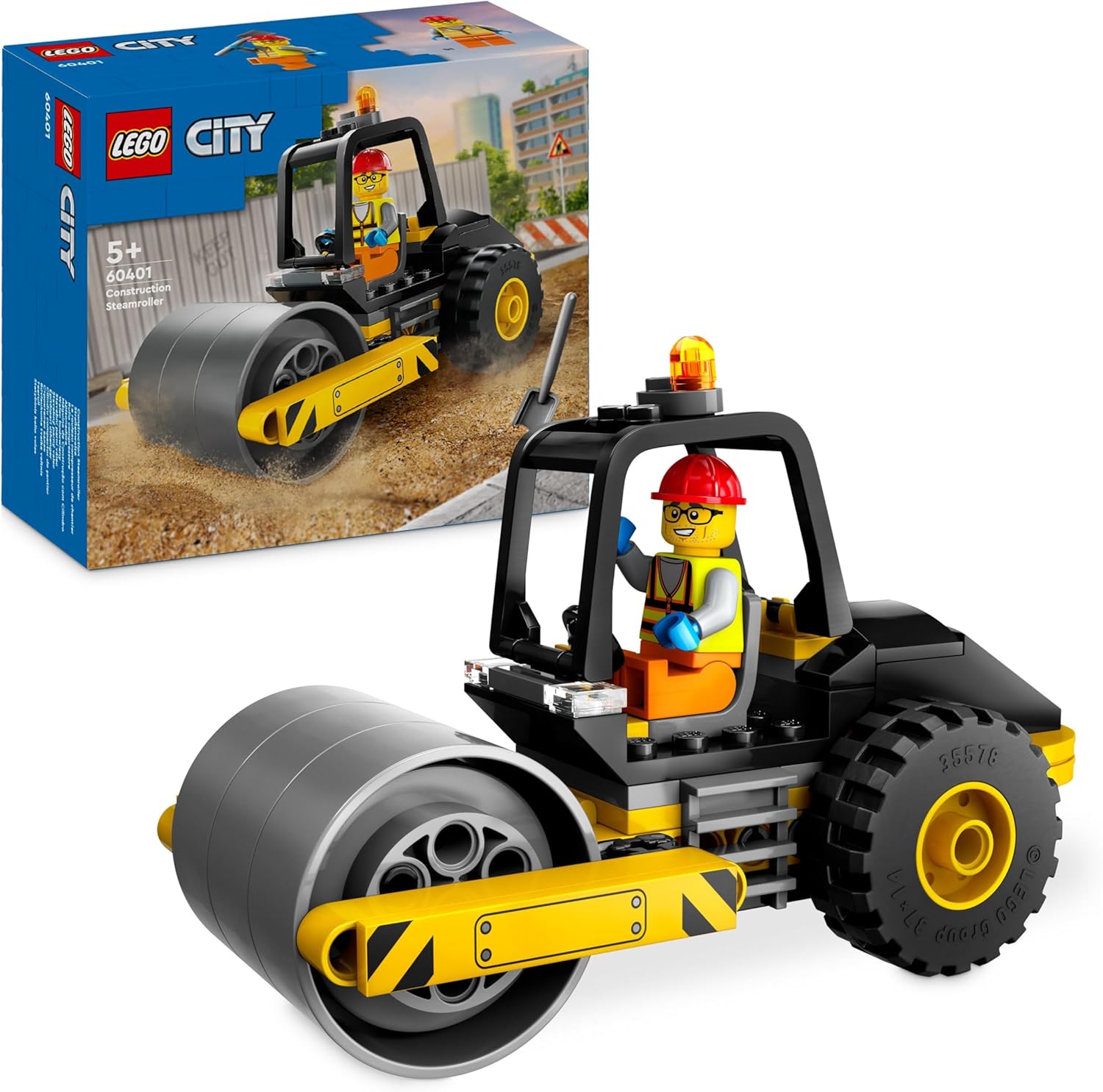 LEGO City Construction Steamroller - Building Set with Minifigure for Kids Aged 5+