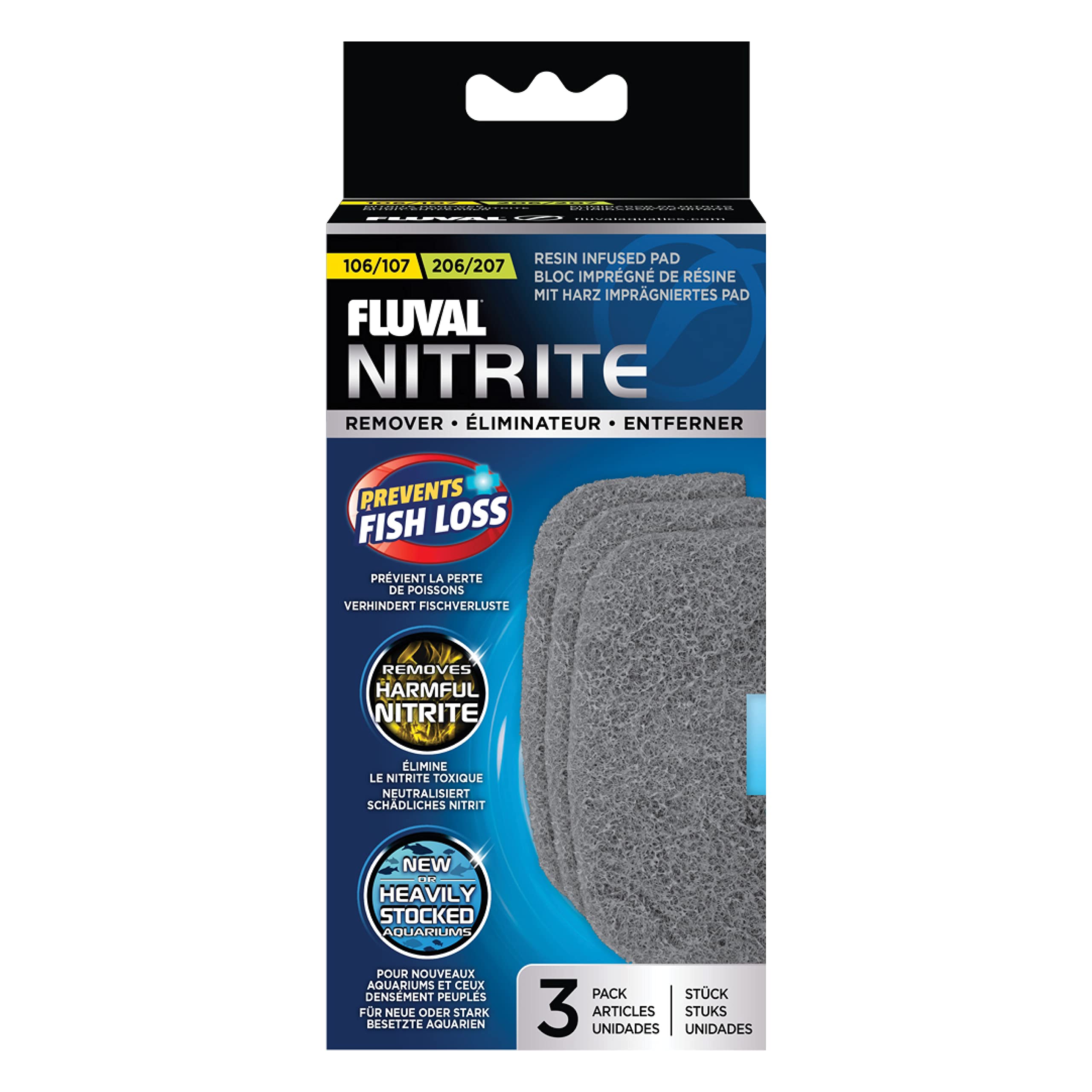 Fluval Nitrite Remover Pad for 106/107 & 206/207 Filters | Reduces Nitrite | Traps Debris
