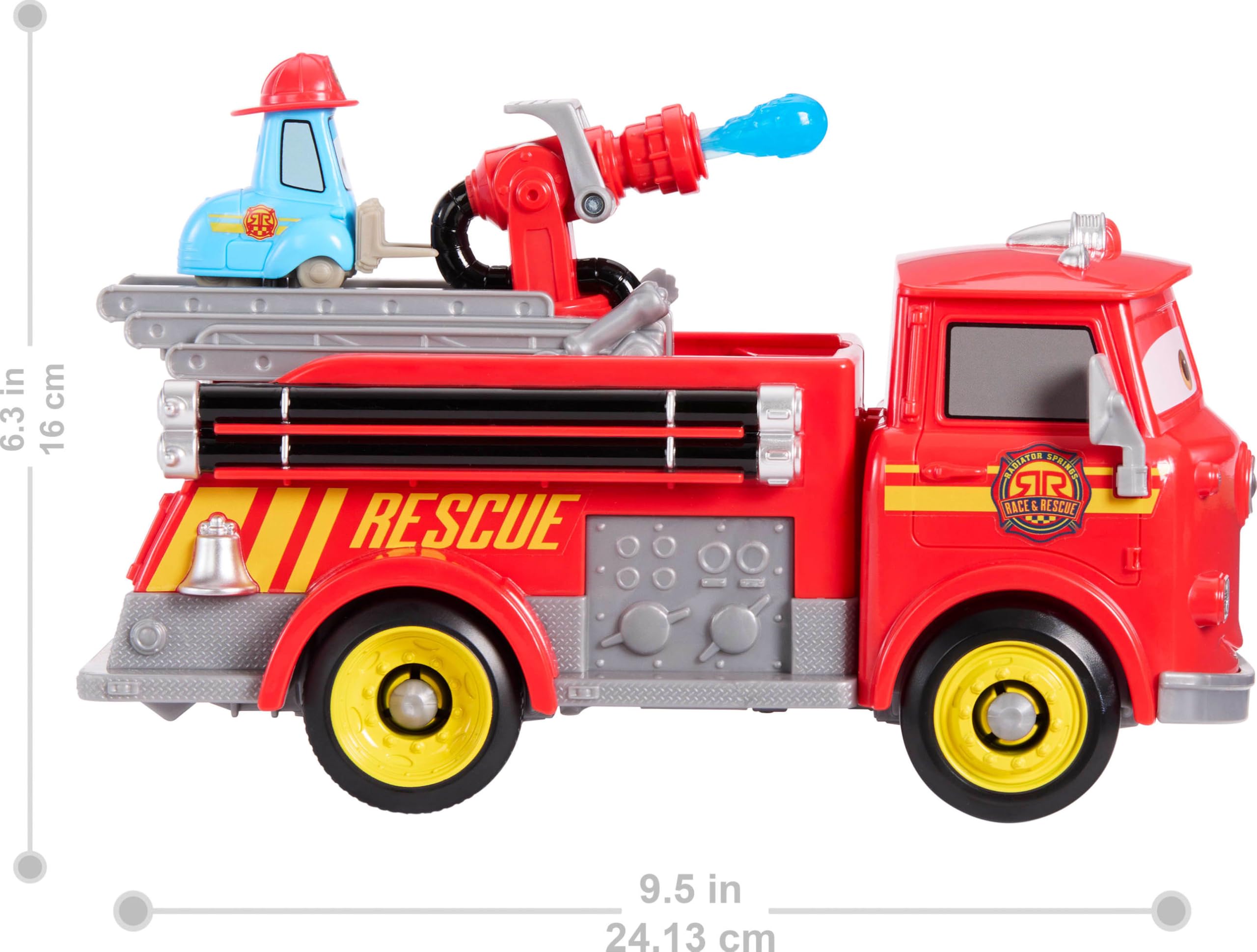 Mattel Disney and Pixar Cars Radiator Springs Race & Rescue Firetruck Playset - Red & Guido 6