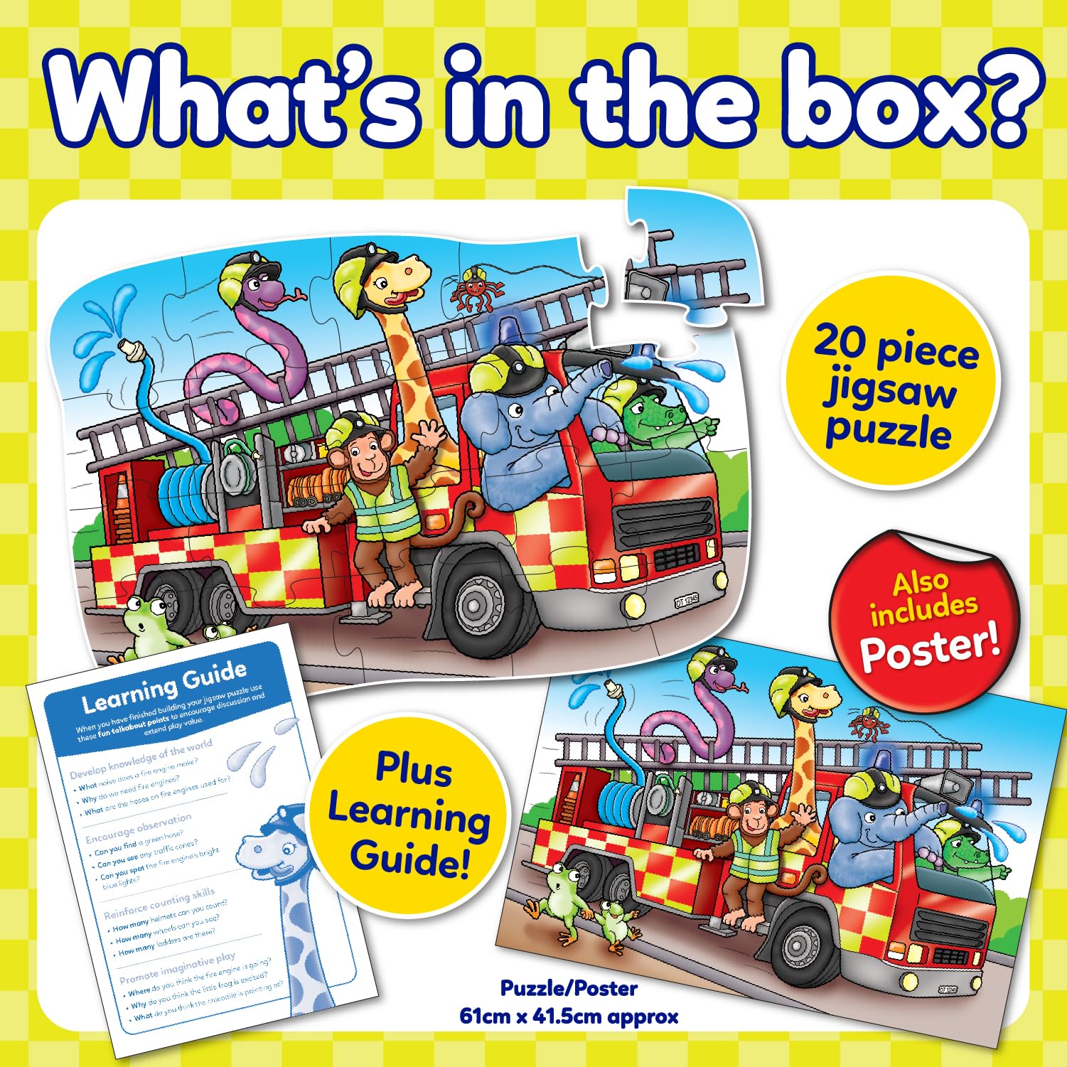 Orchard Toys Big Fire Engine Jigsaw Puzzle - 20-Piece Shaped Puzzle for Toddlers 5