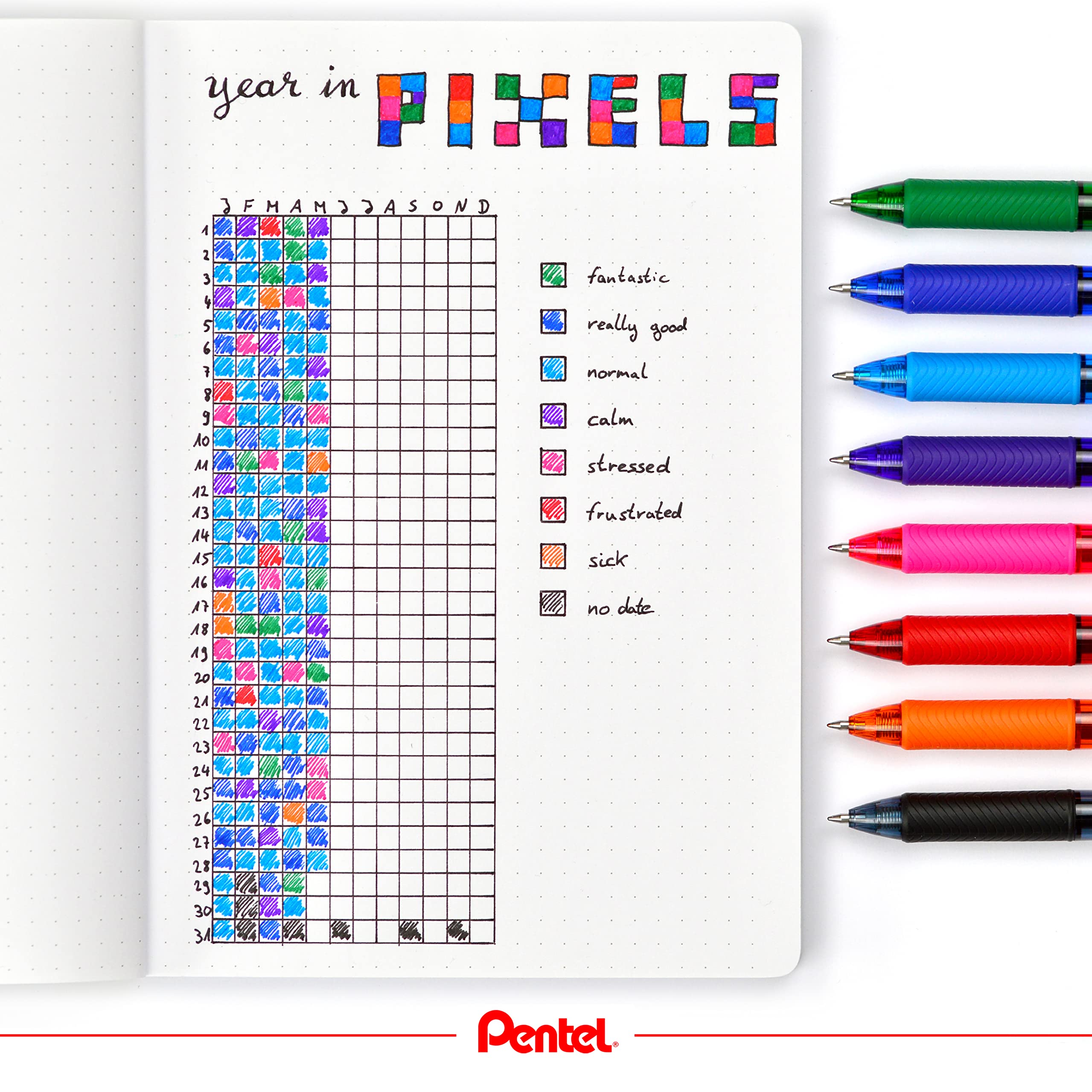 Pentel EnerGel X Retractable Rollerball Pen - 0.7mm Tip, Red Ink | Quick Drying Gel Ink 4