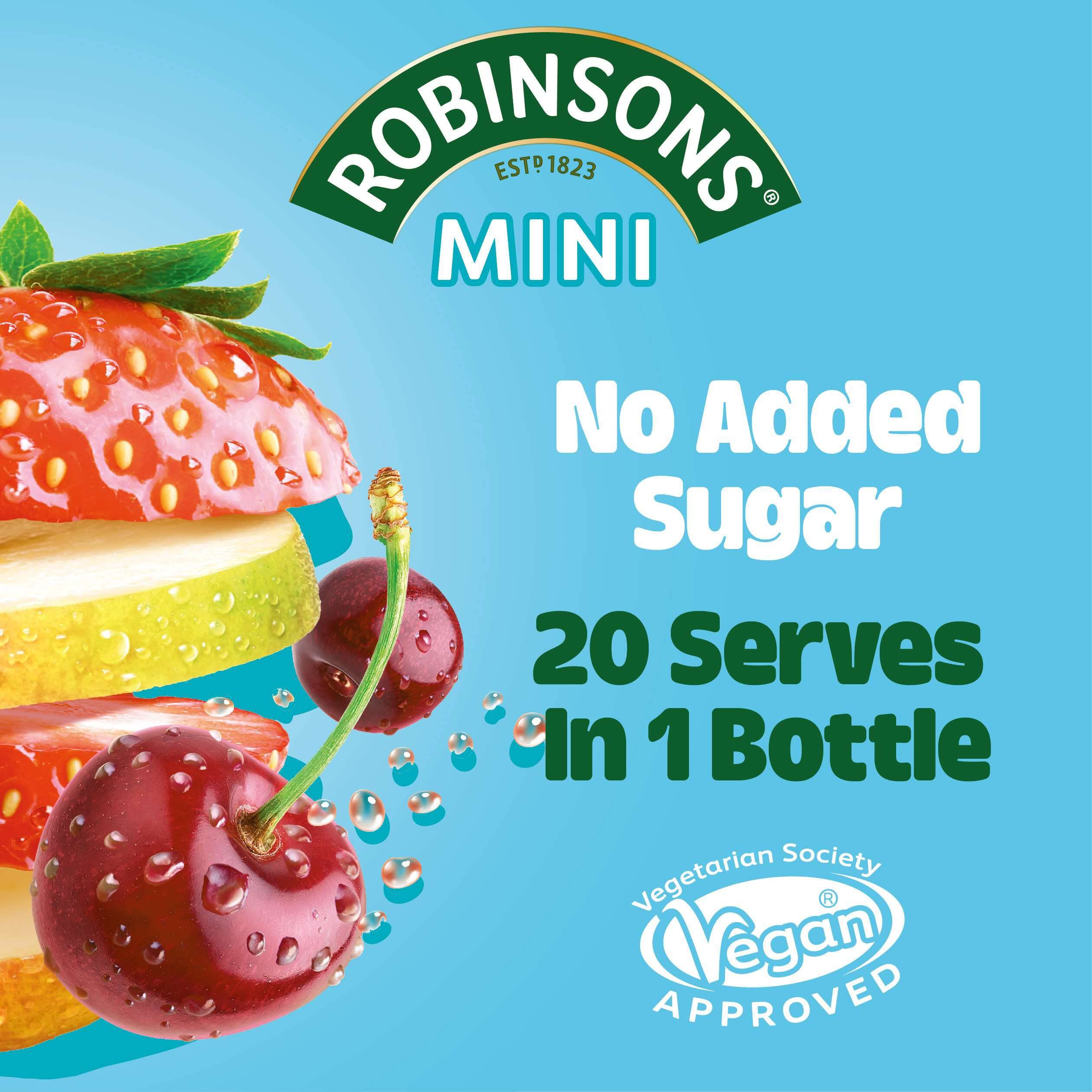 Robinsons Mini Summer Fruits Squash – Ohne Zuckerzusatz, kalorienarm, 66 ml Konzentrat für 20 Getränke 3