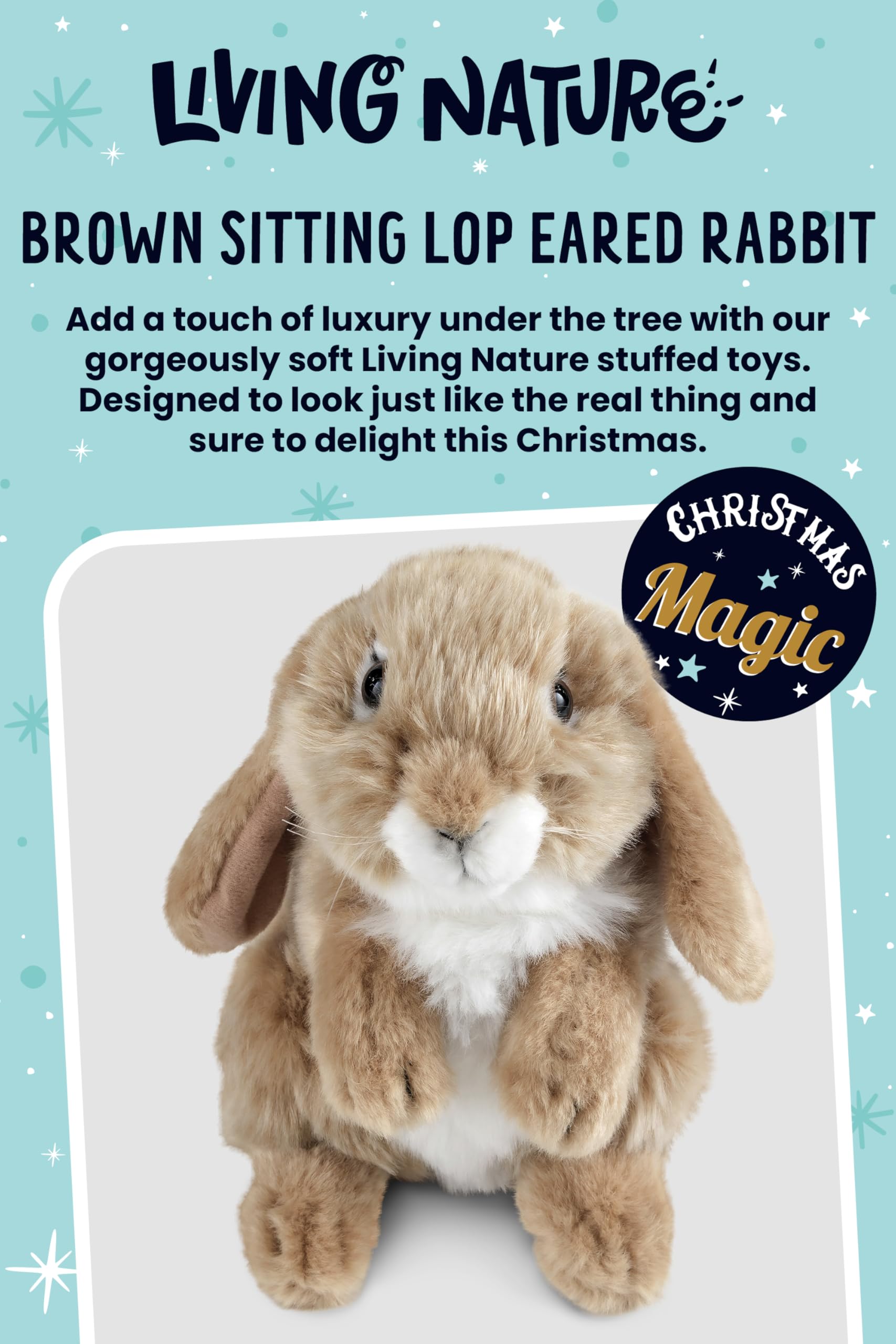 Living Nature Brown Sitting Lop Eared Rabbit - Realistic Plush Toy for All Ages 5