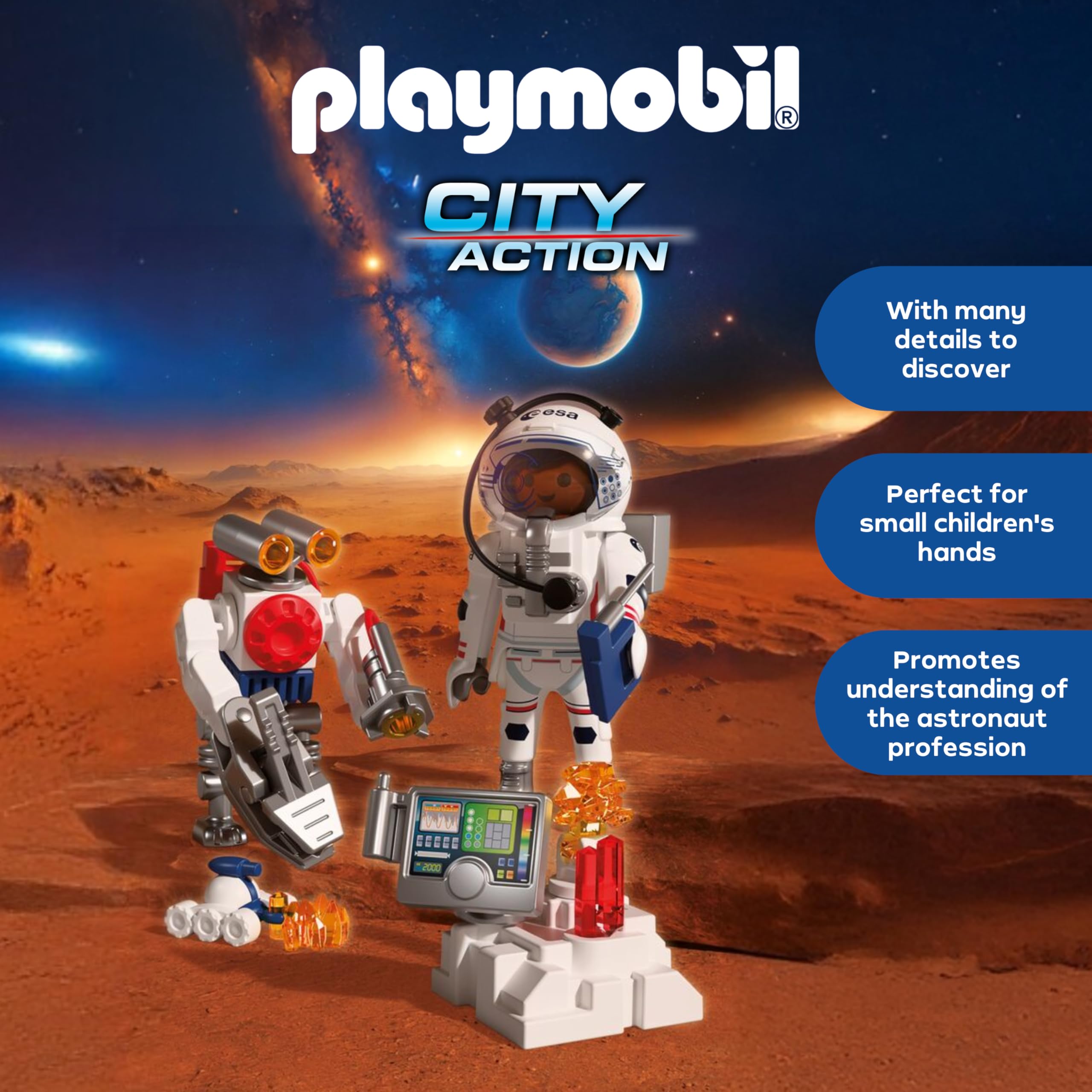 Playmobil Space ESA: Astronaut with Robot Playset | Mars Crawler | Ages 4+ | Model 72014 5