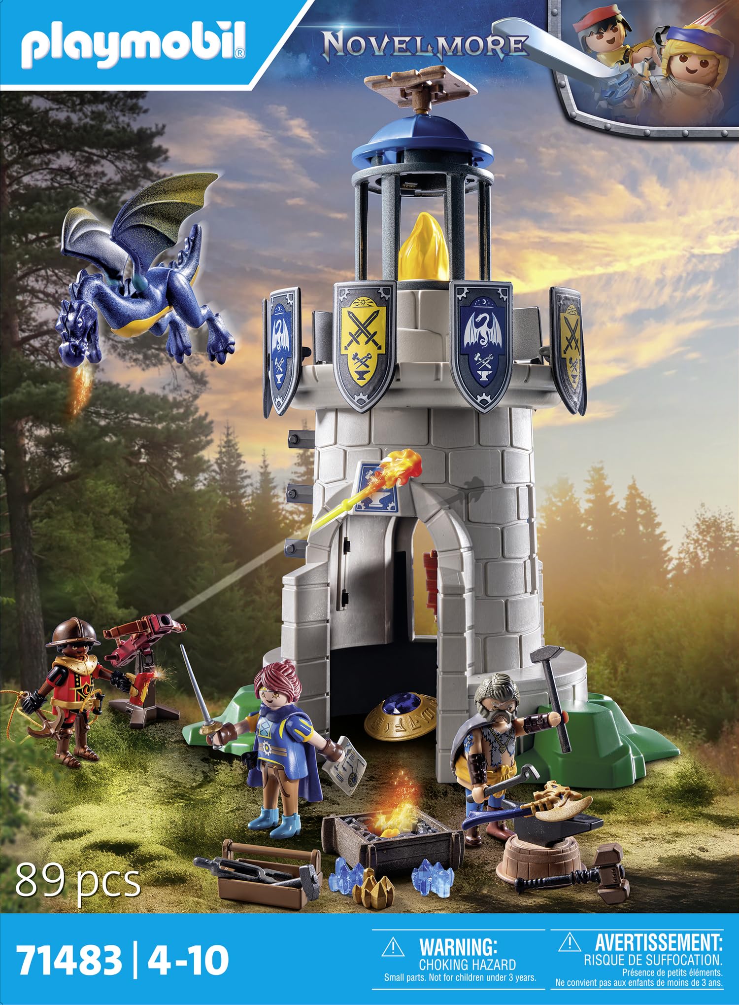 Playmobil Knight's Tower with Blacksmith and Dragon - 89-Piece Playset for Ages 4+ 6