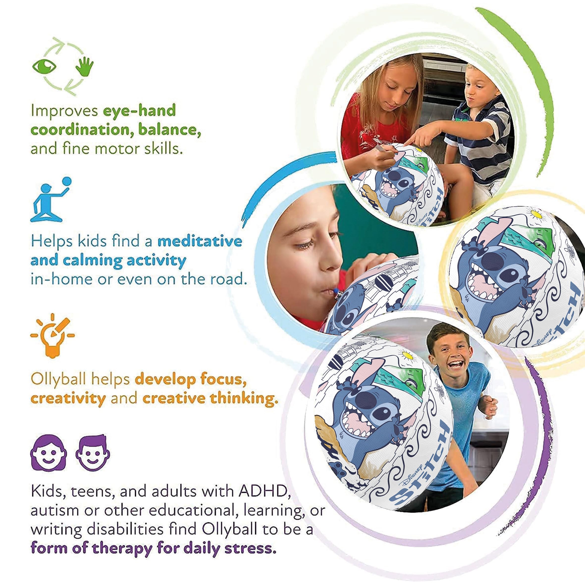 Disney Stitch Ollyball - Color-In Indoor Play Ball for Kids 4 Years and Up 5