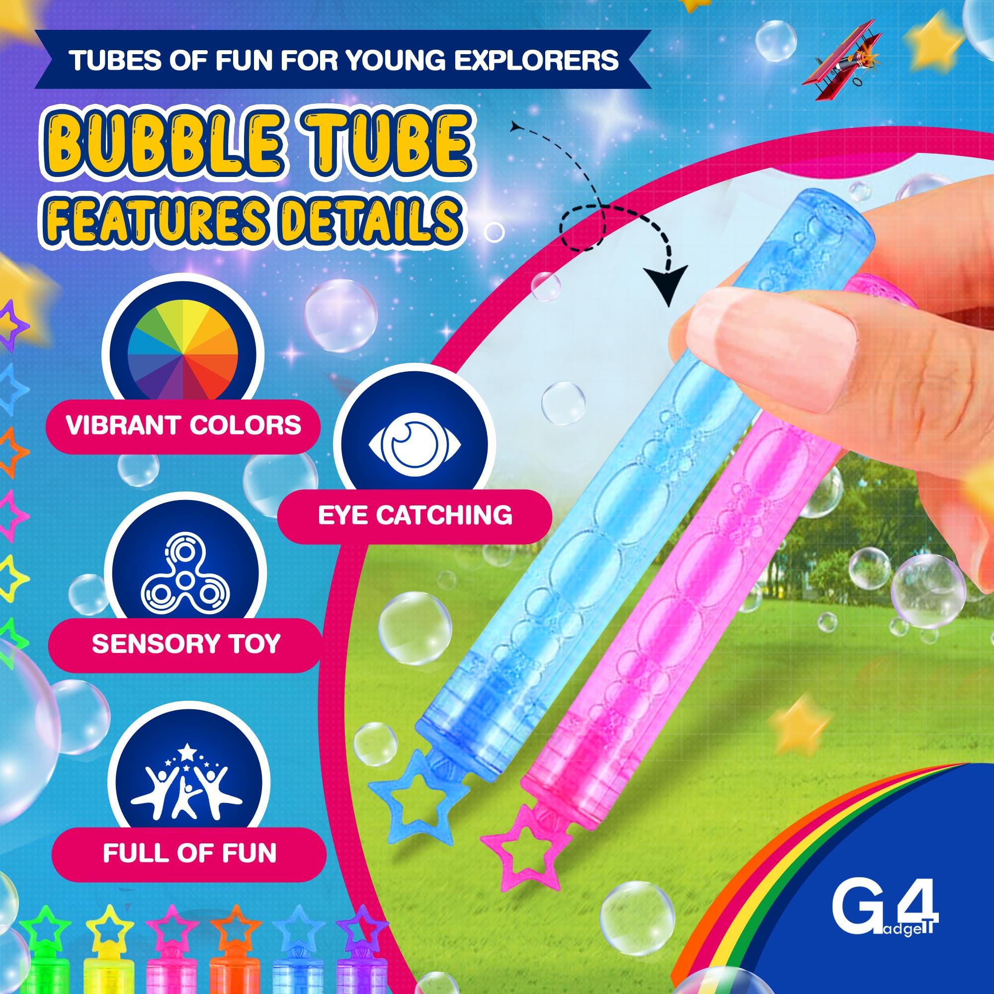 G4GADGET 36-Pack Bubble Tubes – Fun & Colorful Party Bag Fillers for Kids 3