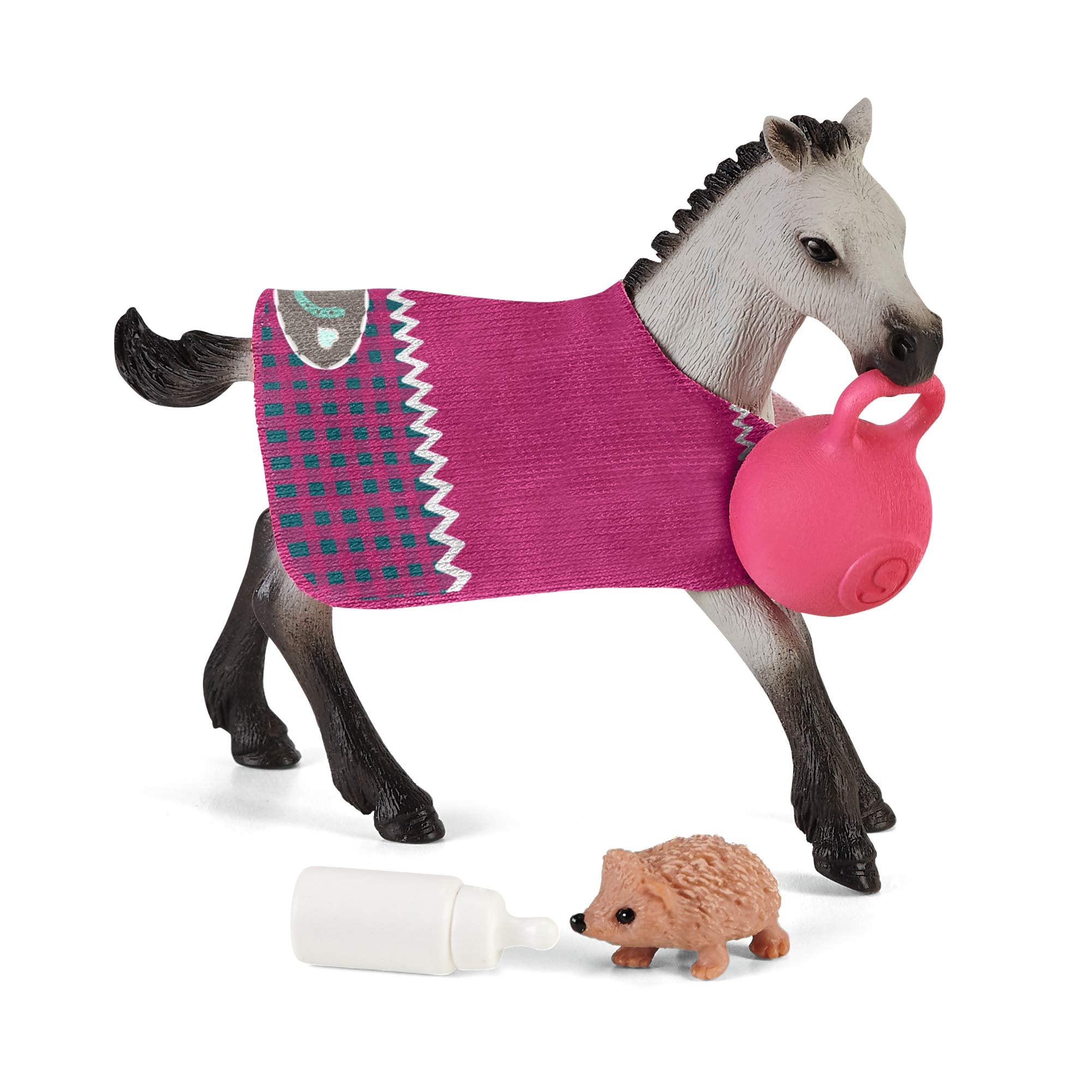Schleich 42534 Horse Club Playful Foal - Interactive Foal with Play Ball & Hedgehog Friend 4