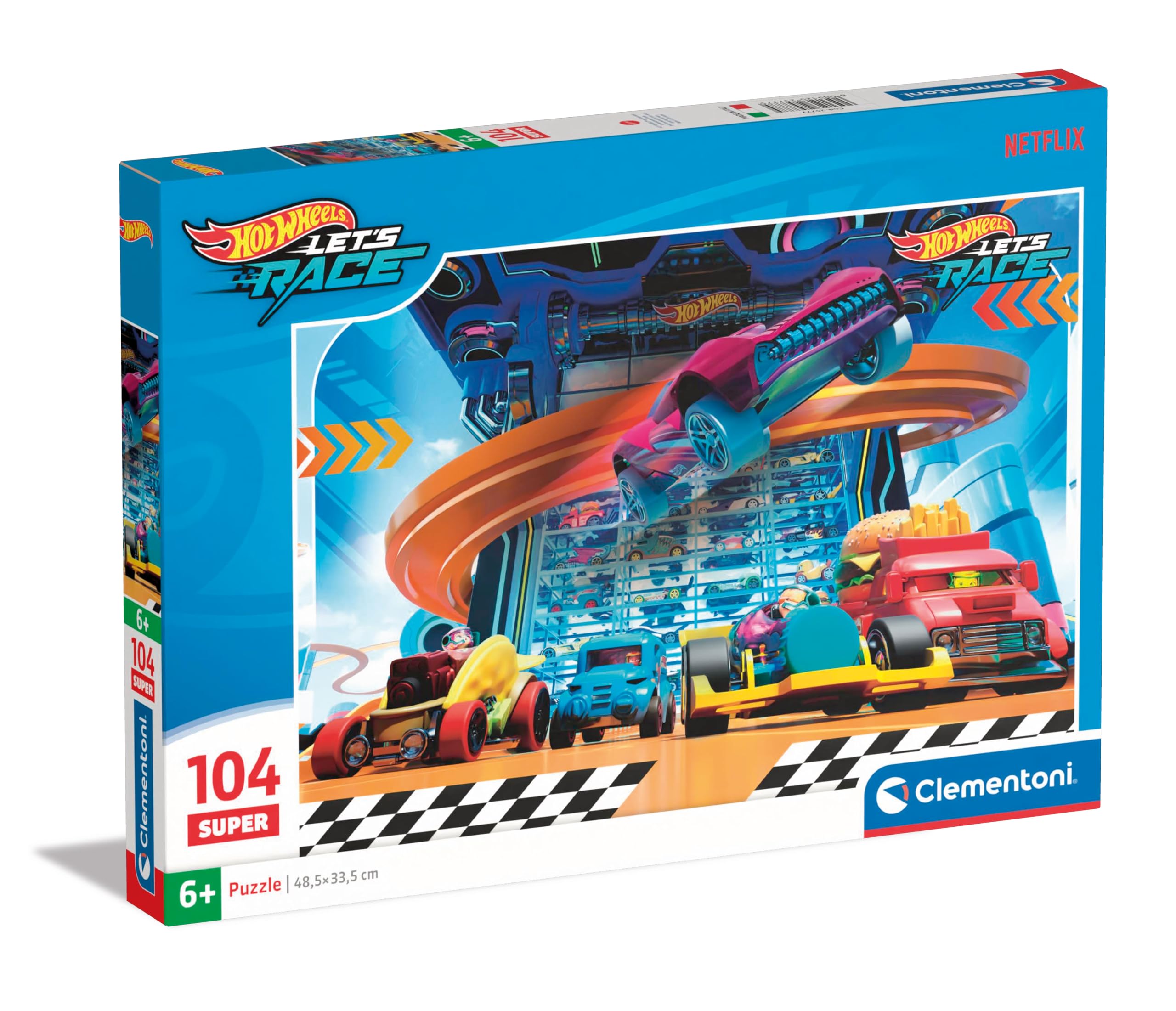 Clementoni Hotwheels 104-Piece Jigsaw Puzzle - Supercolor Kids Puzzle for Ages 6-8