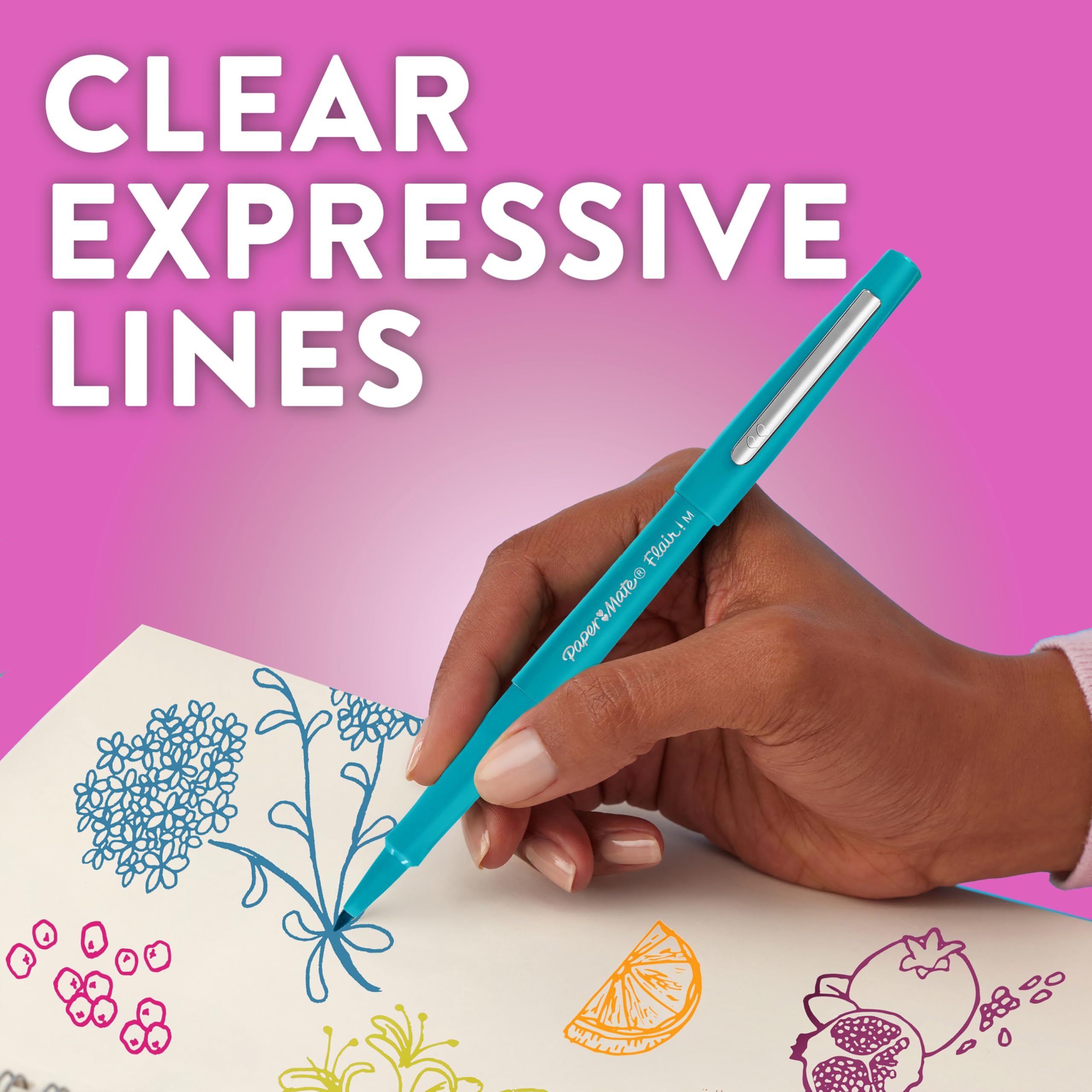 Paper Mate Flair Felt Tip Pens - Medium Point 0.7mm | No-Bleed Ink | Pack of 12 5