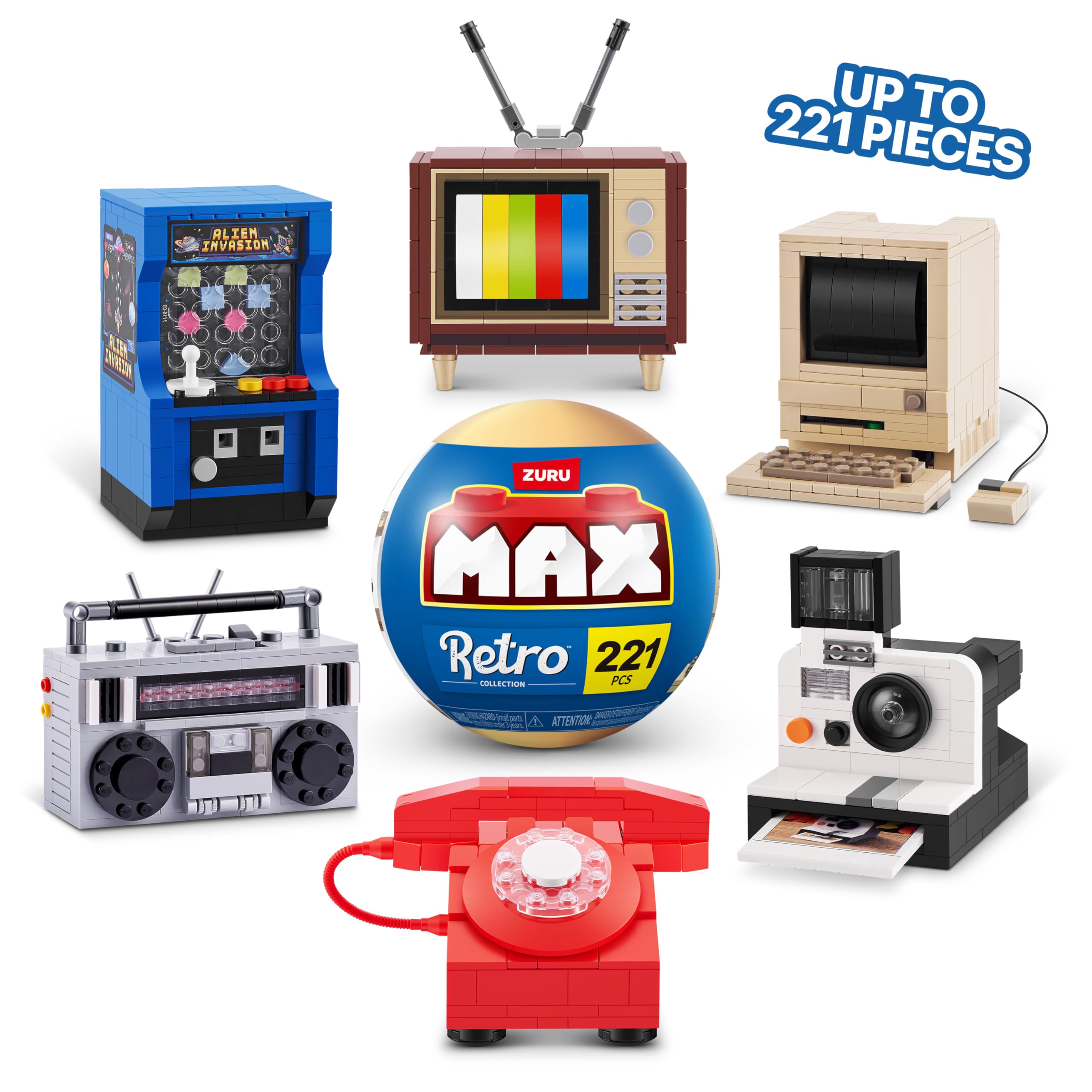 MAX Premium Retro-Bausteine ​​– Telefon-Design, 256-teiliges Sammelset für Kinder ab 3 Jahren 9