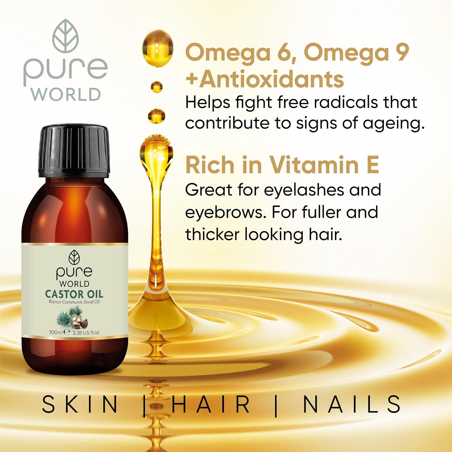 Pure World - Natural Castor Oil 100% Pure & Undiluted (100ML) 5