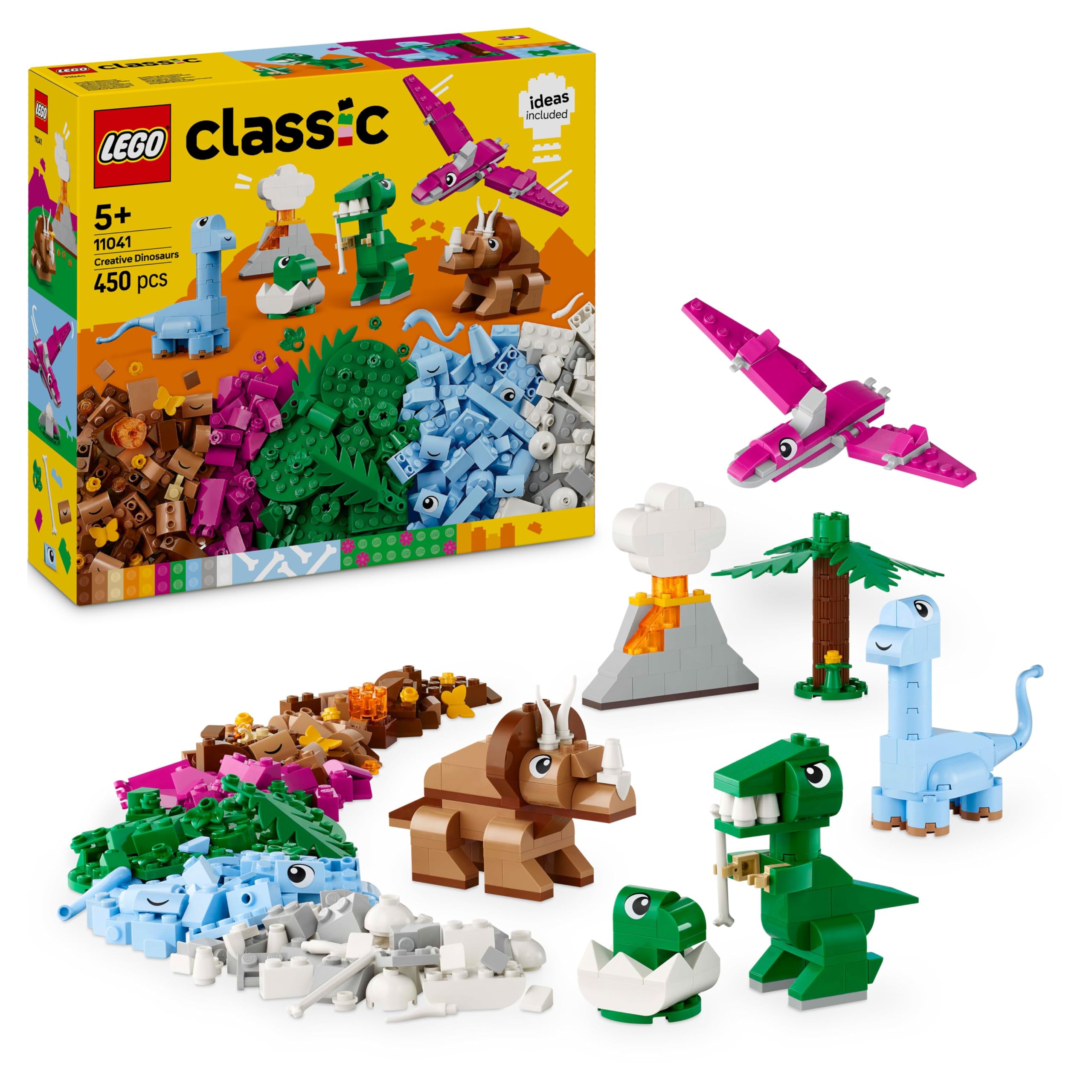 LEGO Classic Creative Dinosaurs Set 11041 - Build T. Rex & Triceratops | Ages 5+