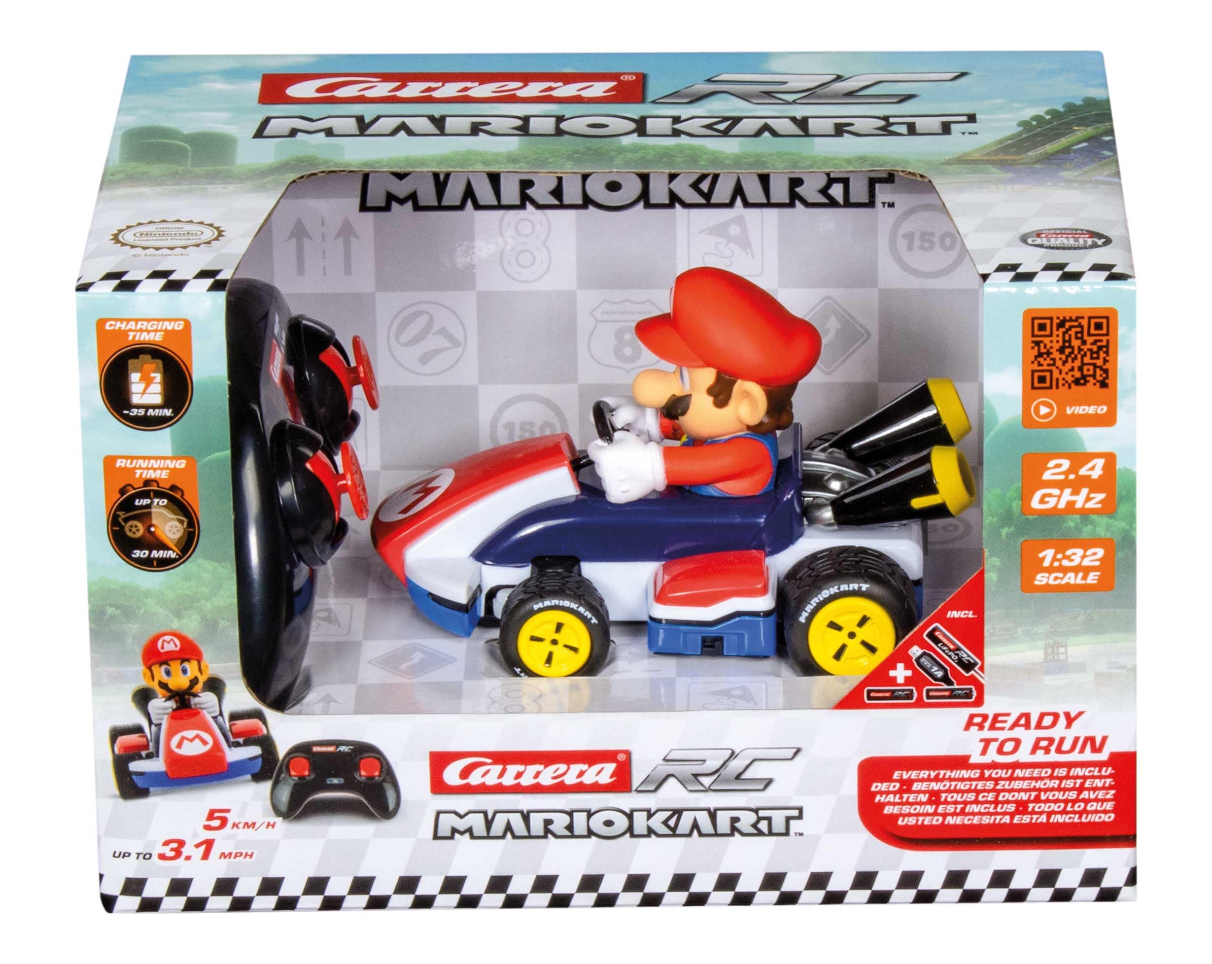 Carrera RC Mario Kart 370320001 2.4GHz Race Kart - Mario Mach 8 1:32 Scale Remote Control Car