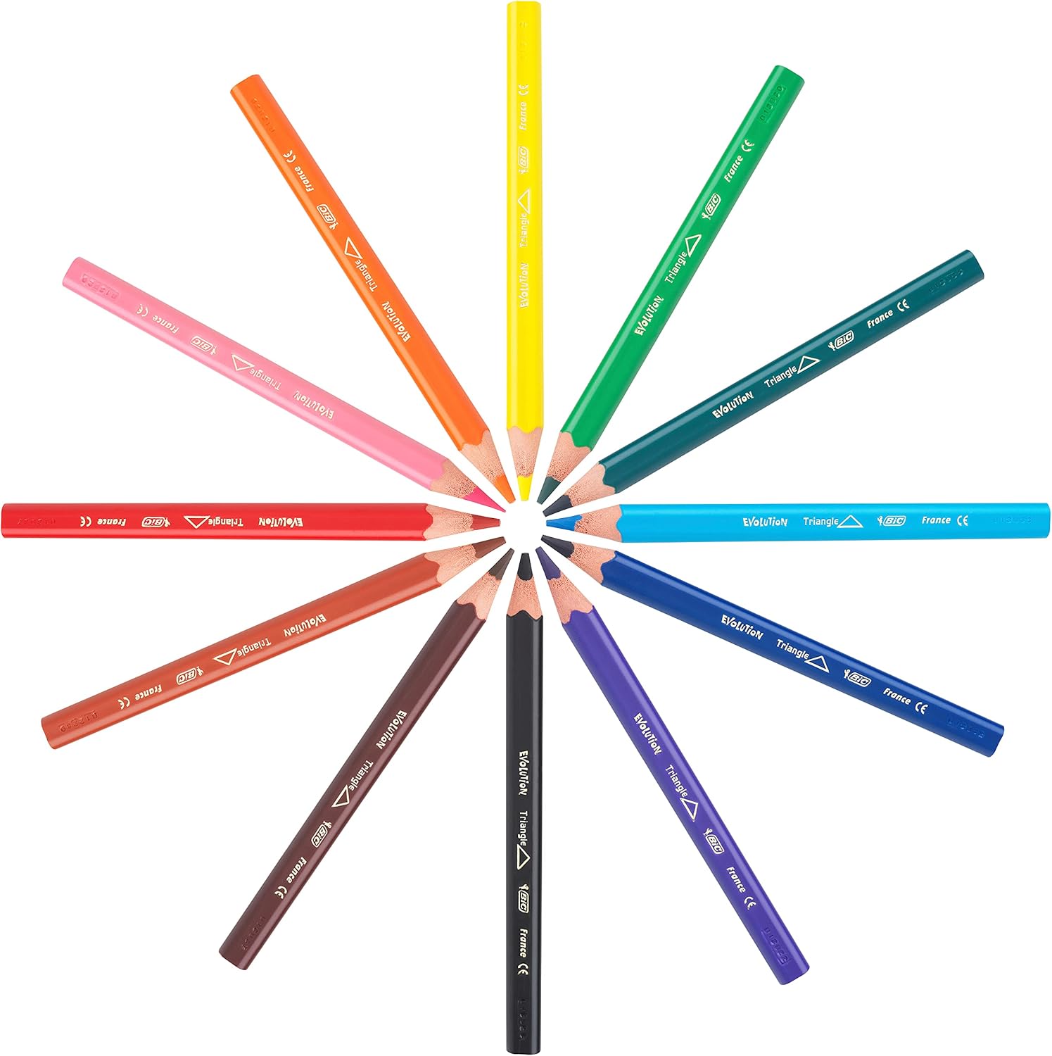 BIC Kids Evolution Triangle ECOlutions Colouring Pencils - 12-Pack for Kids 2+ 6