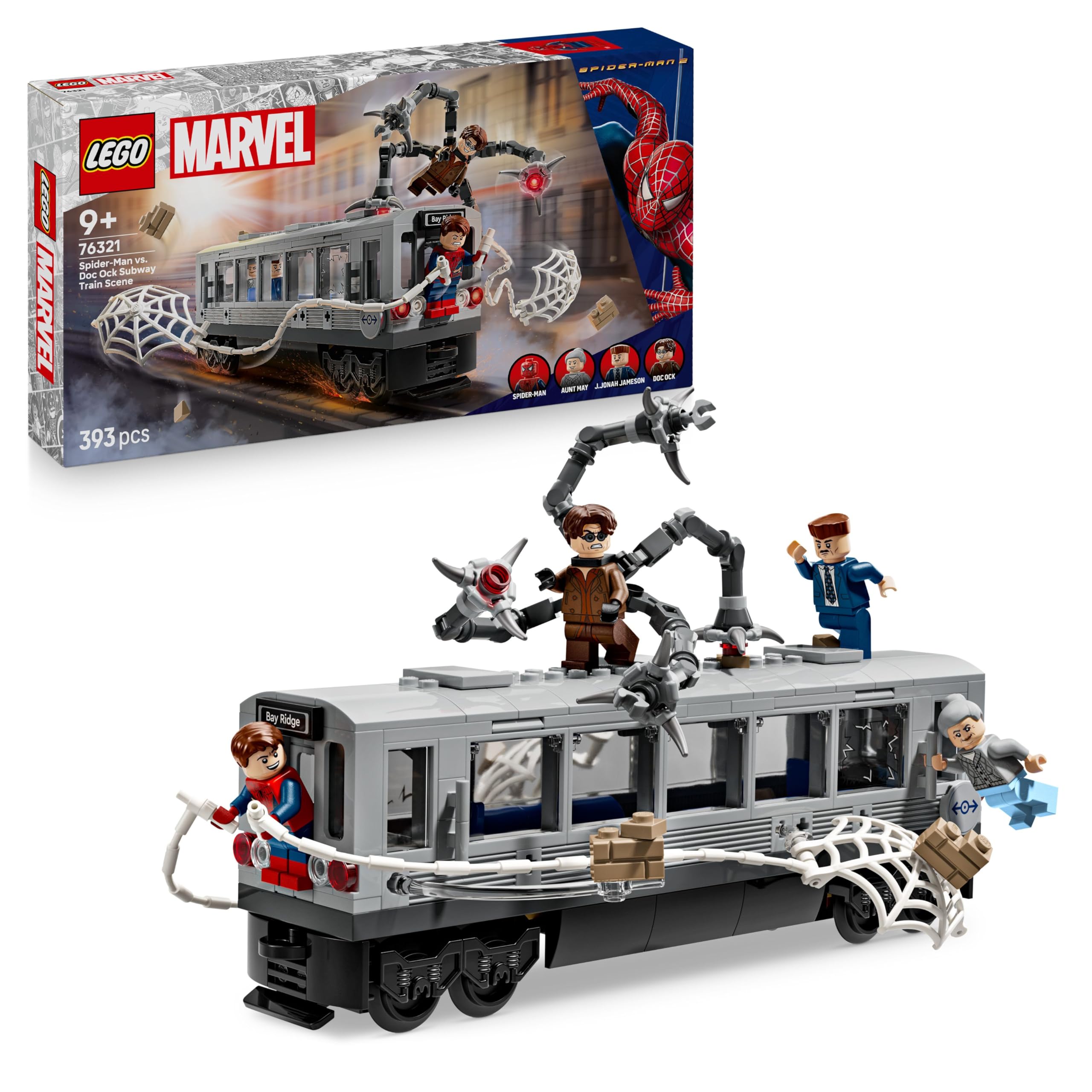 LEGO Marvel Spider-Man vs. Doc Ock Subway Train Scene - Building Playset for Ages 9+