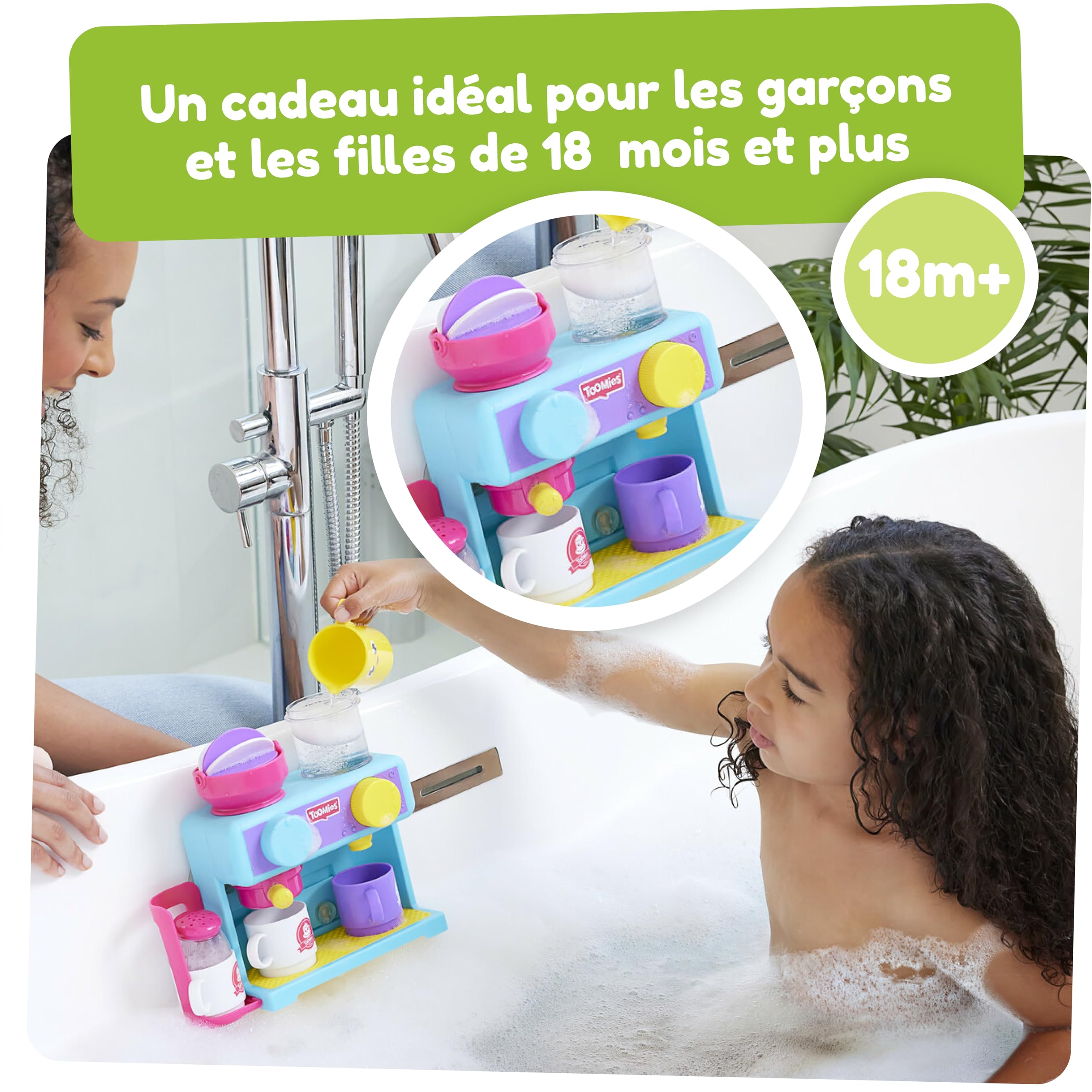 TOMY Toomies Bath Barista - Pretend Cafe Baby Bath Toys for Toddlers 18 Months+