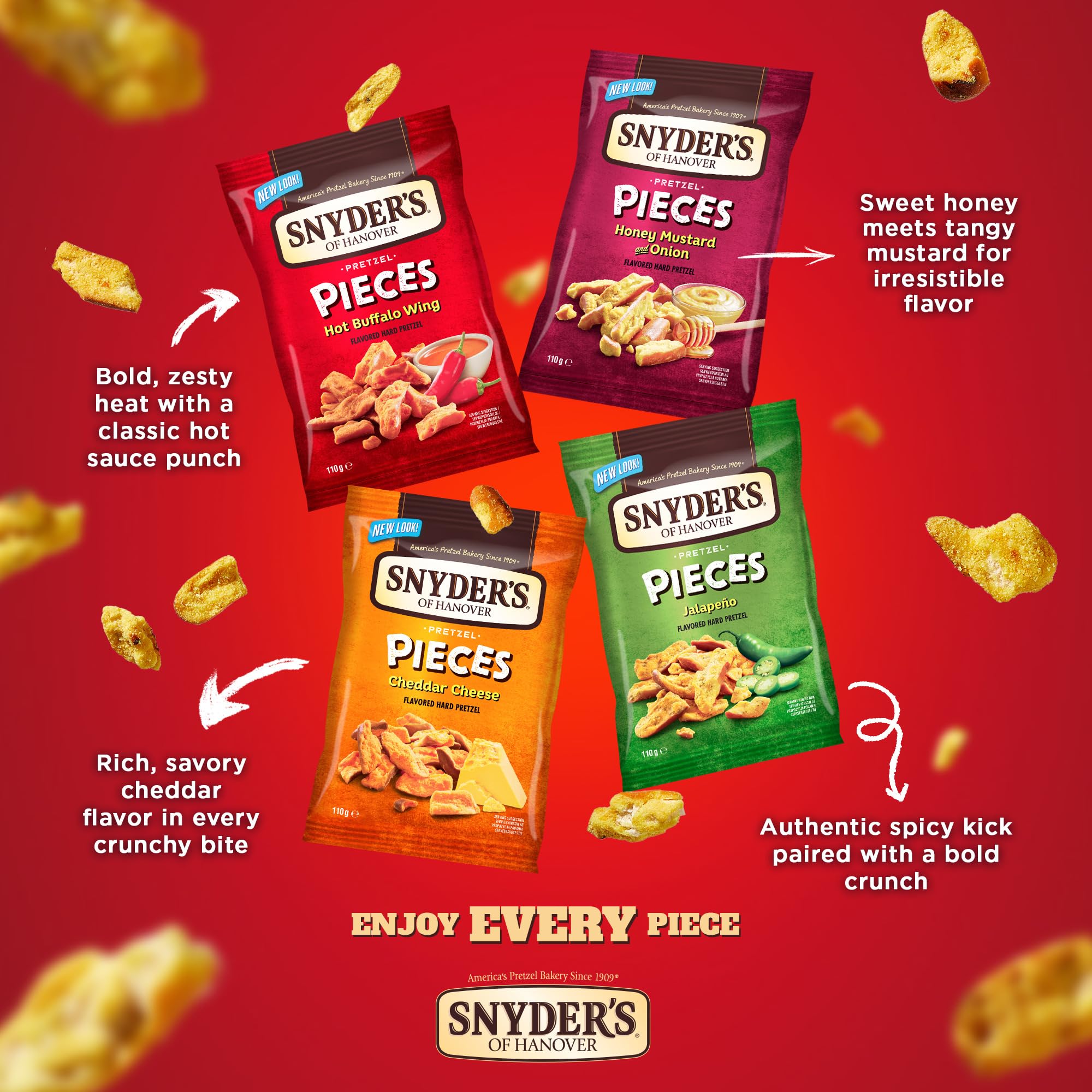Snyder's of Hanover Pretzel Pieces Cheddar Cheese Snack | 10 x 110g Multipack 5