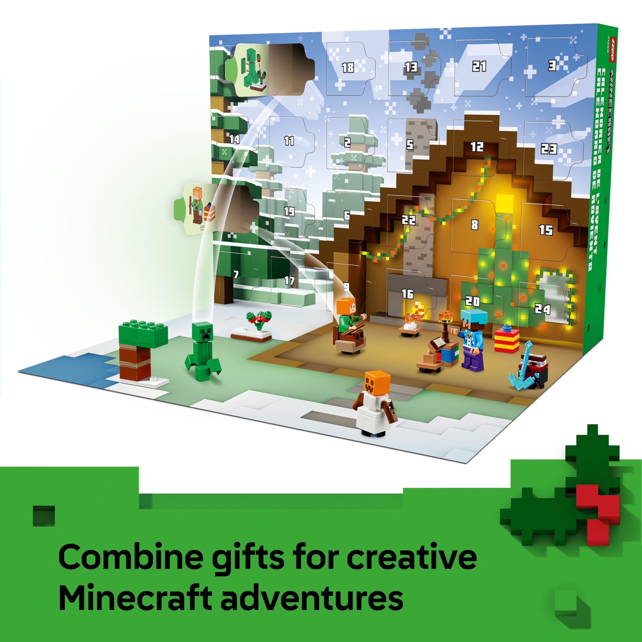 LEGO Minecraft Advent Calendar 2025 - 24-Day Buildable Toy with Minifigures & Winter Village Set 4