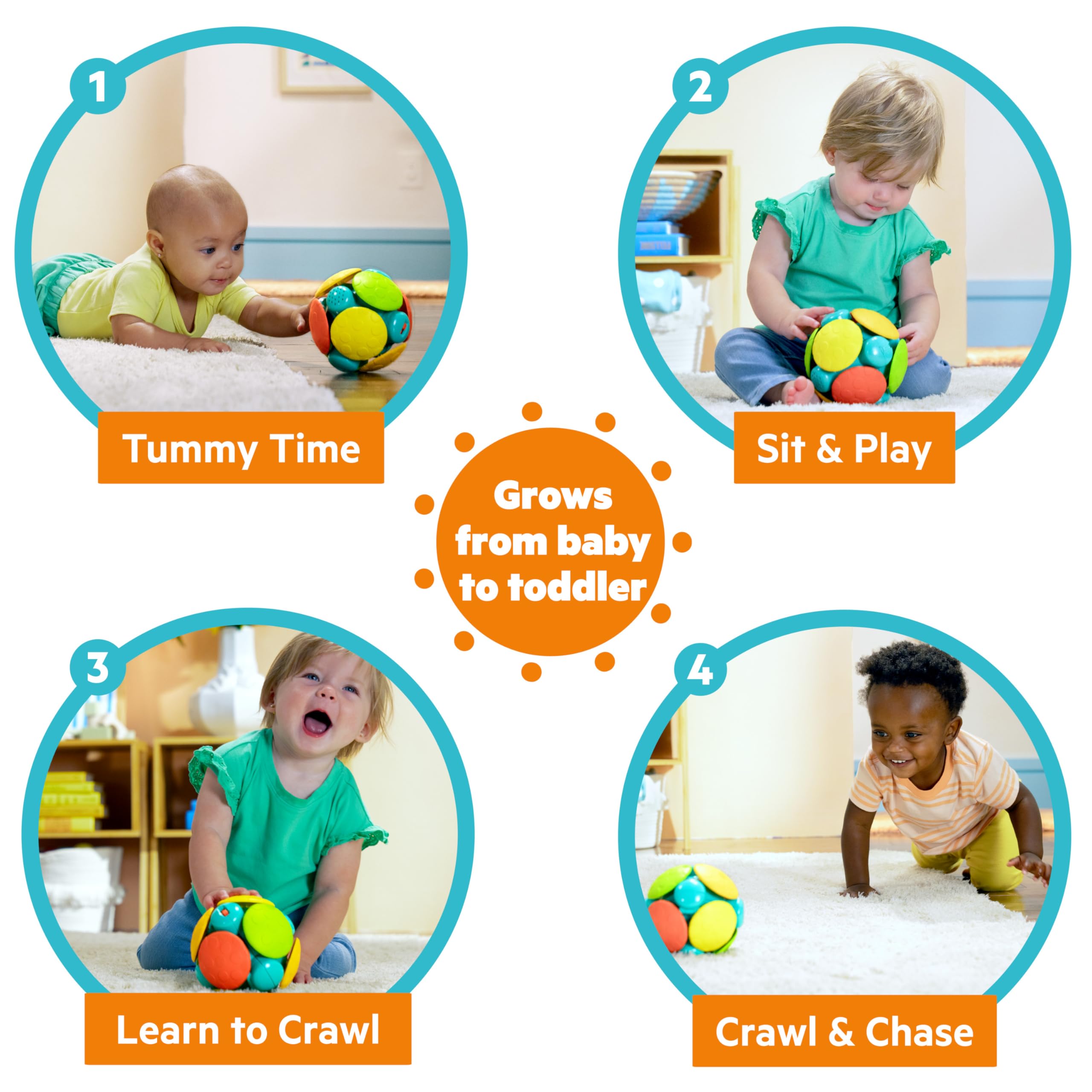 Bright Starts Wobble Bobble Ball - Interactive Chase Toy for Babies 15