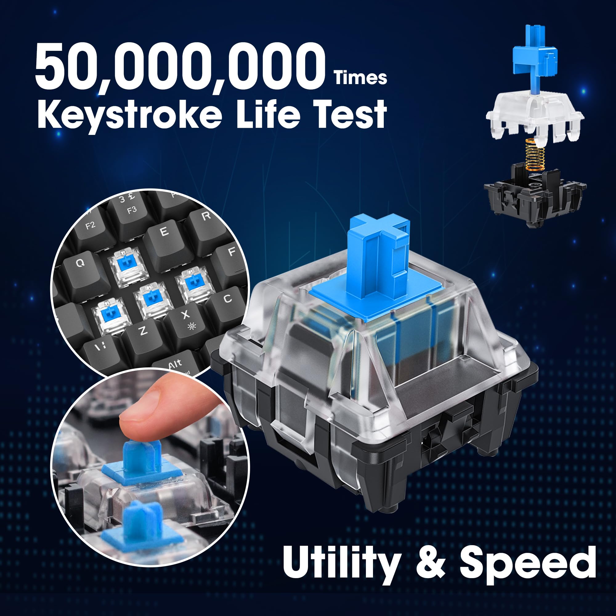 KOORUI 60% Mechanical Gaming Keyboard MKC01 - Blue Switch RGB Backlit Compact Keyboard 5