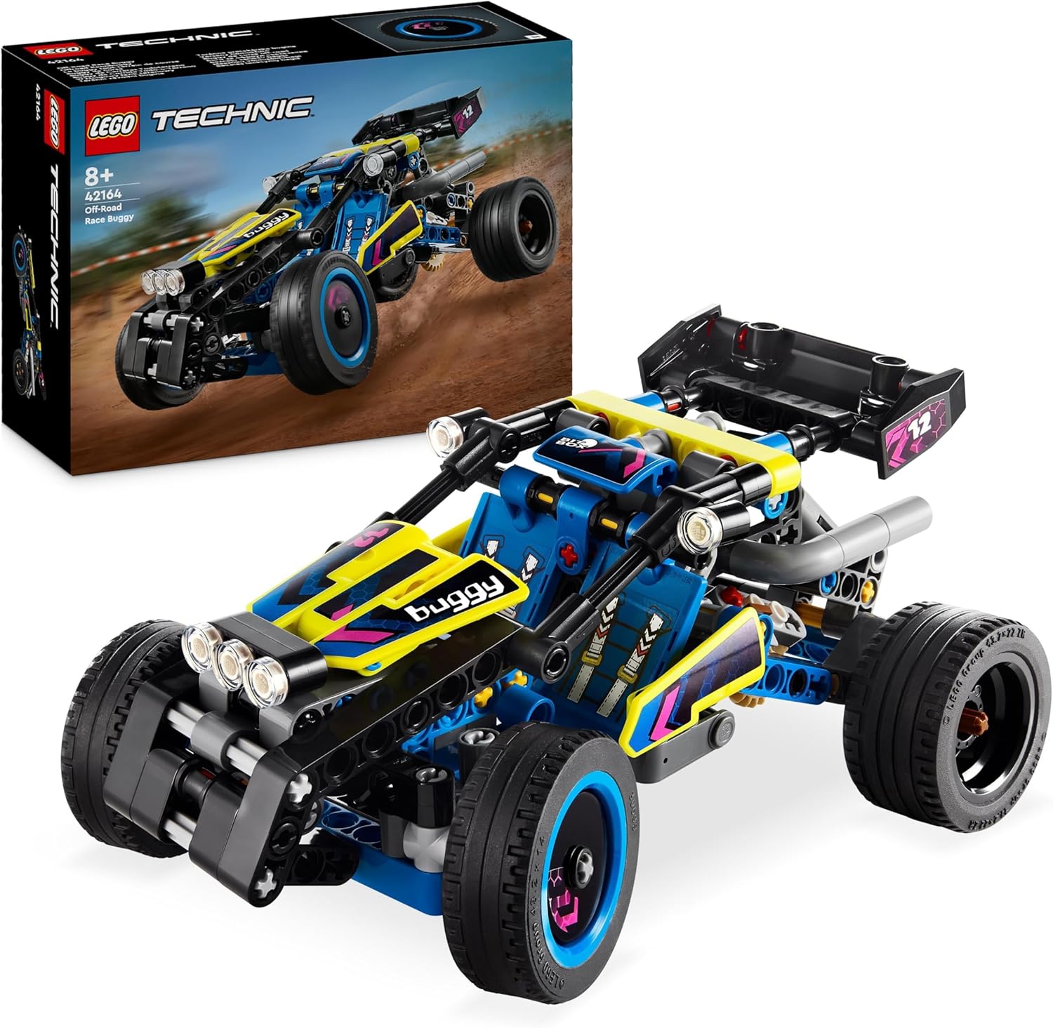 LEGO Technic Off-Road Race Buggy 42164 - 4-Cylinder Engine & Flex Steering Building Set for Kids 8+