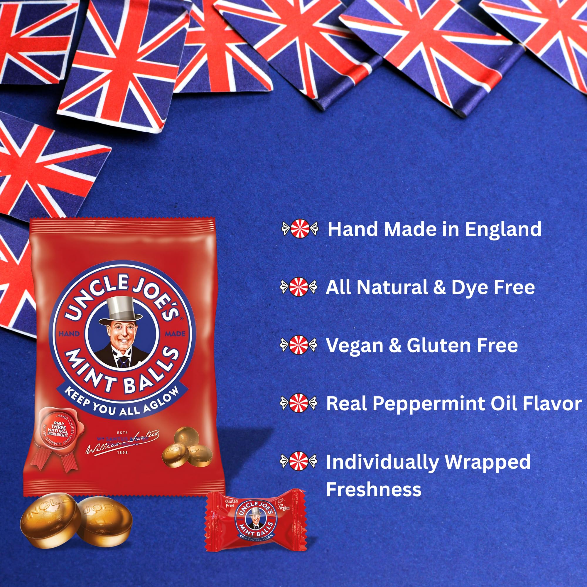 Uncle Joe's Mint Balls 90g Bag - Traditional English Mint Sweets 7