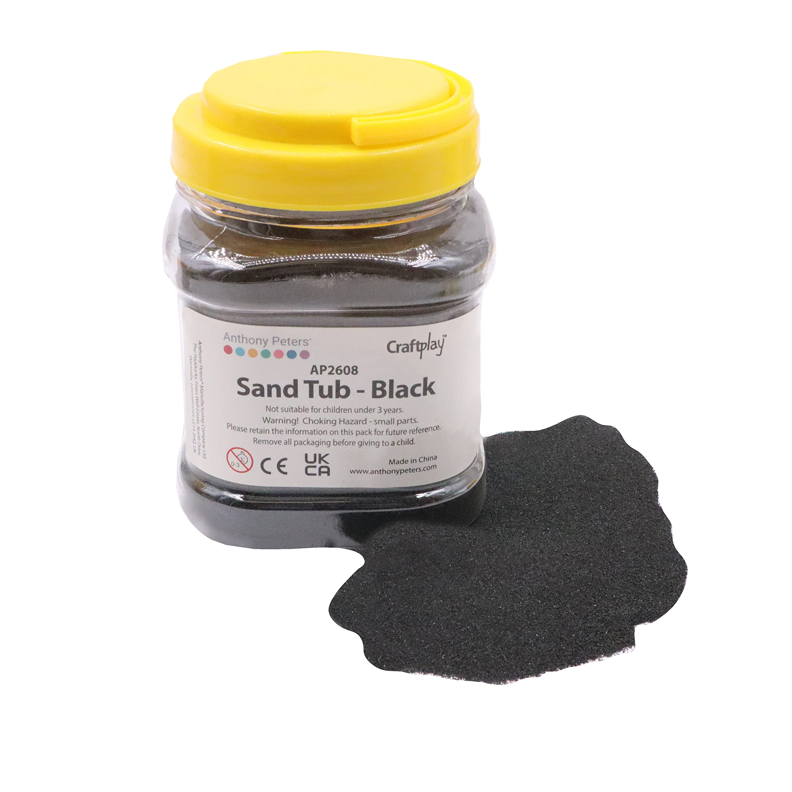 Craftplay - Coloured Sand Art | 1 KG Tub of Free Flowing Black Sand
