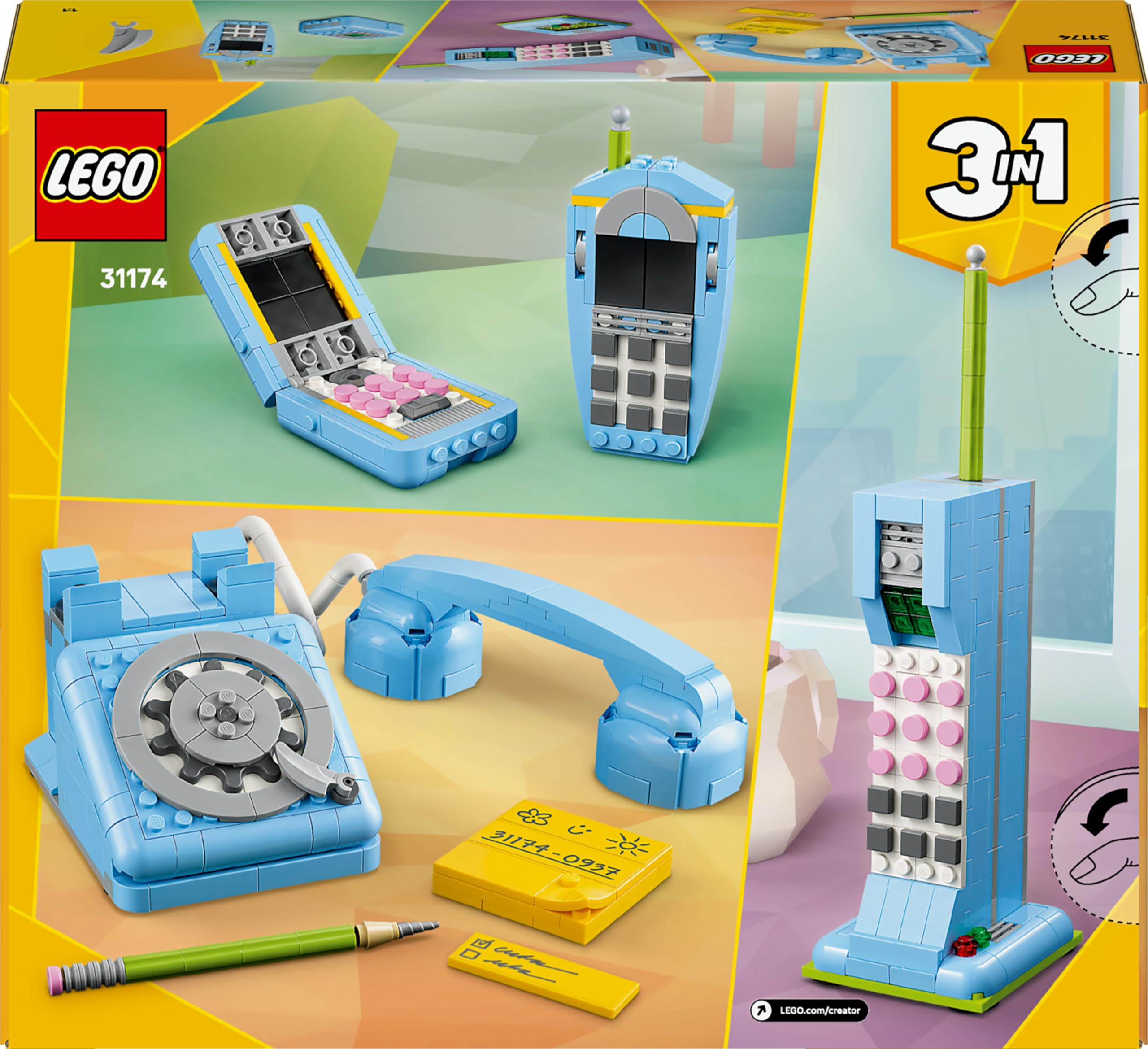 LEGO Creator 3in1 Retro Telephone Toy - 383-Piece Building Set for Ages 8+ 4