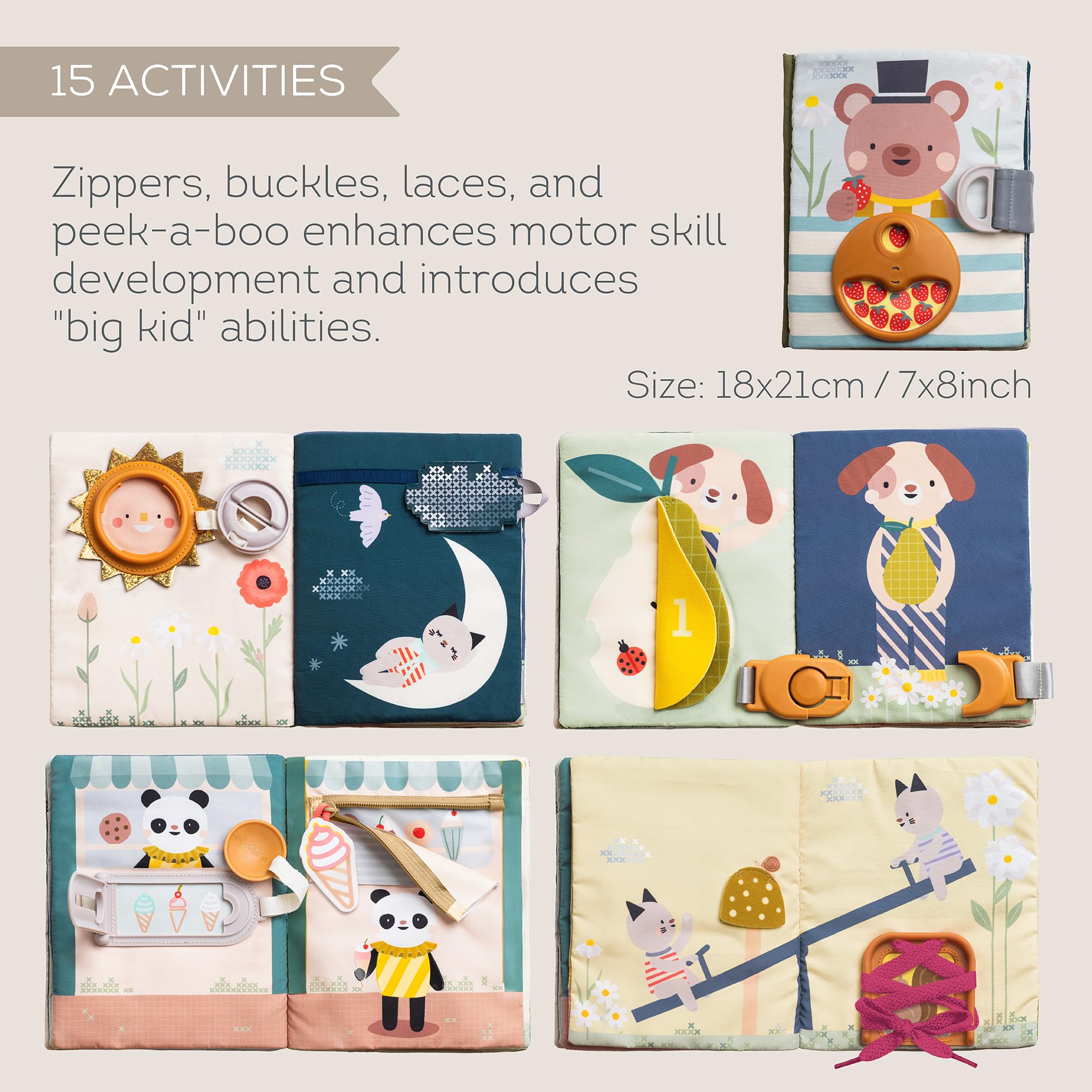 Taf Toys Fantasy Busy Book - 15 Montessori Activities for Toddlers 18m+ 6