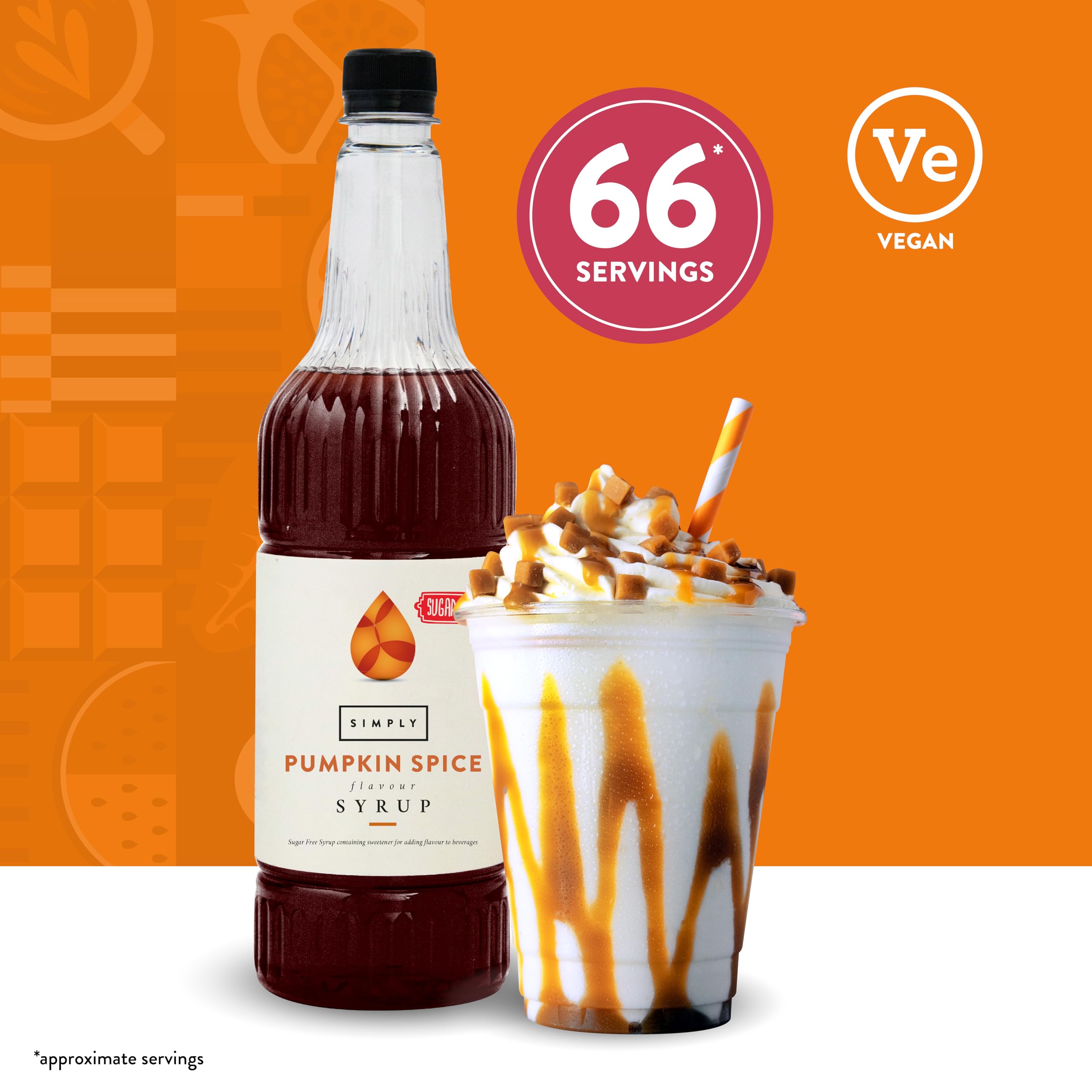 Simply Sugar Free Pumpkin Spice Syrup - 1 Litre Liquid Concentrate | Vegan & Halal Friendly