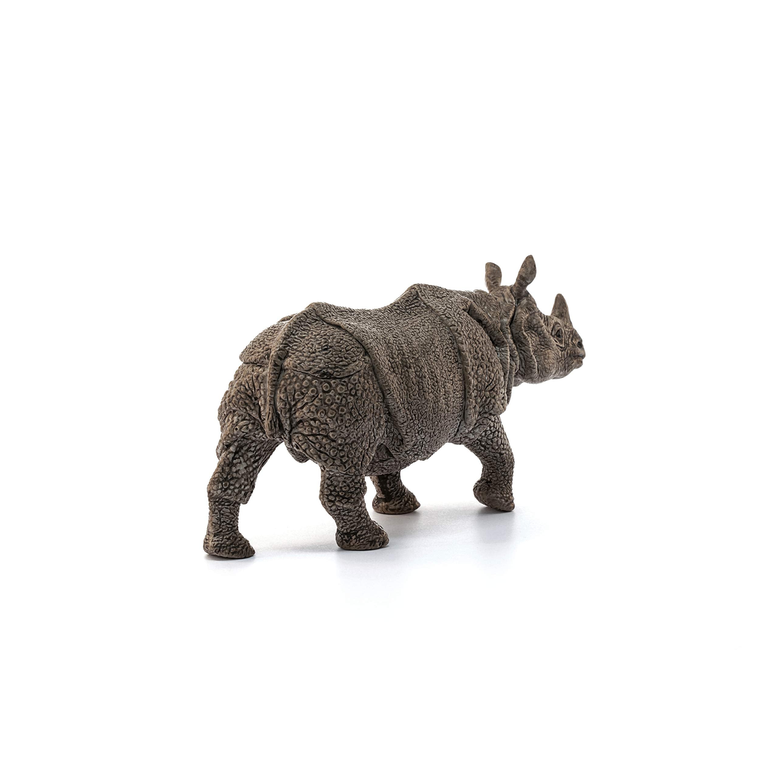 SCHLEICH Indian Rhinoceros Wildlife Figurine - Hand-Painted Educational Toy for Kids 8