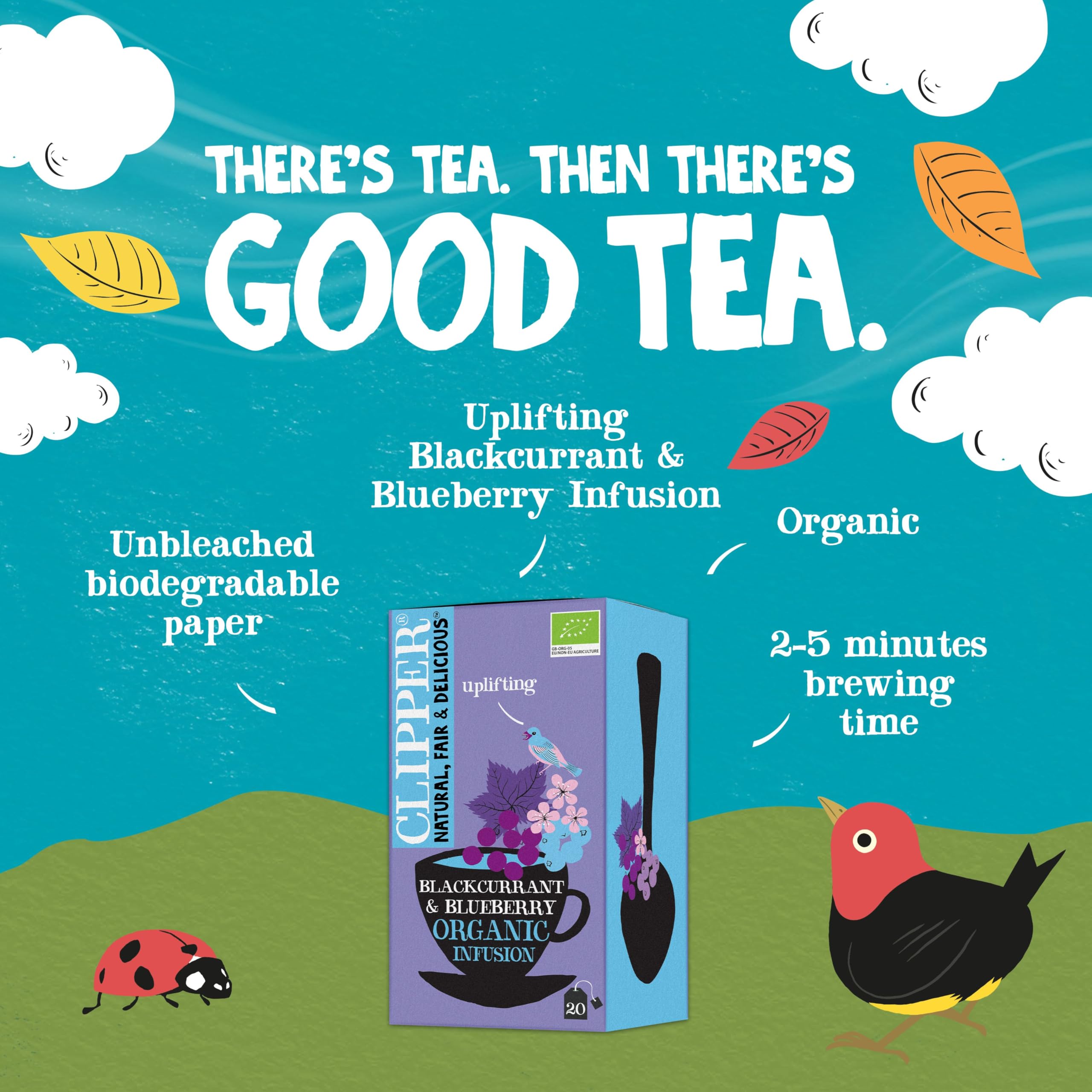 Clipper Organic Blackcurrant & Blueberry Infusion Fruit Teabags - 80 Unbleached Tea Bags 9