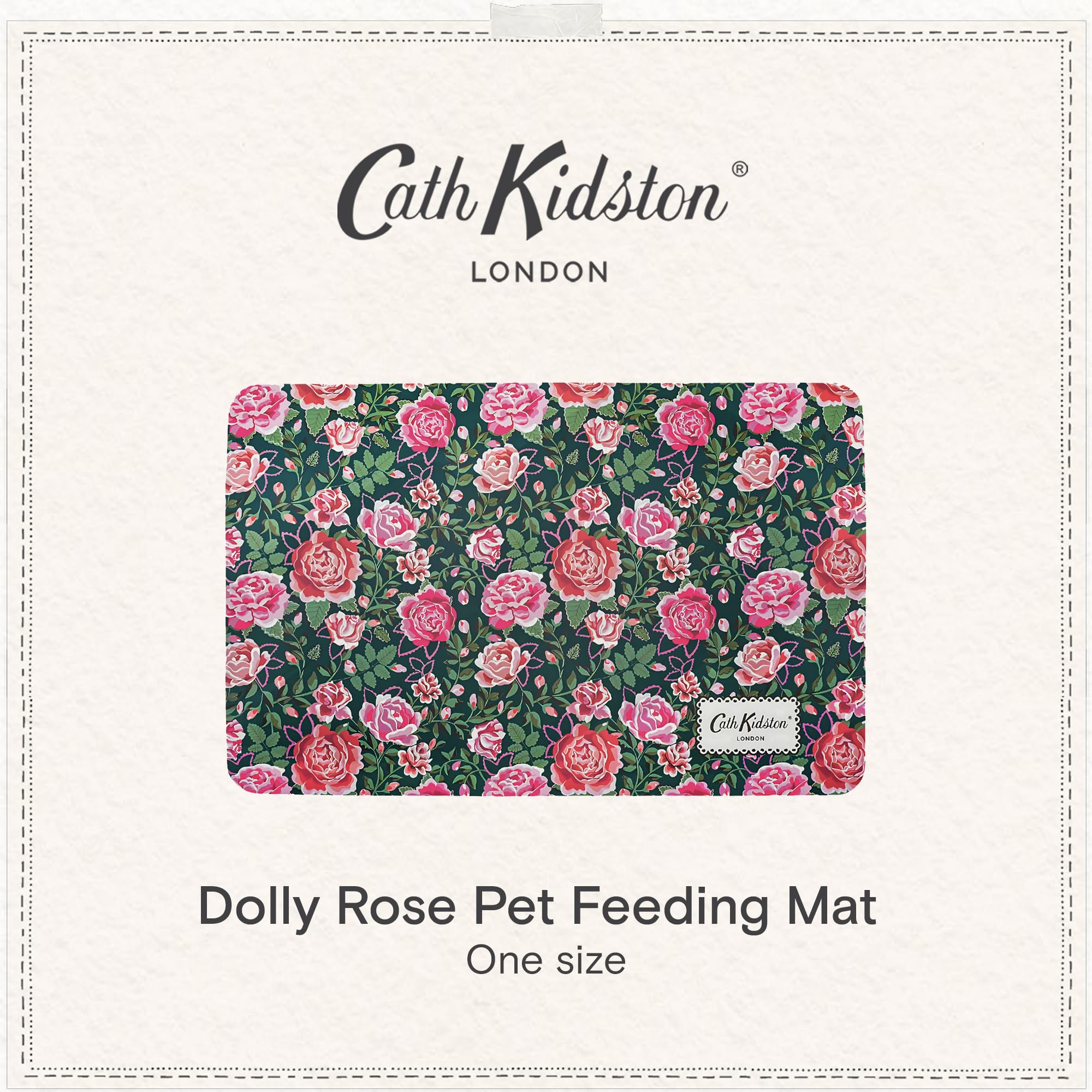 Pet Brands Cath Kidston Dolly Rose Feeding Mat - Waterproof Non-Slip for Double Bowls | 40 x 28 cm 6