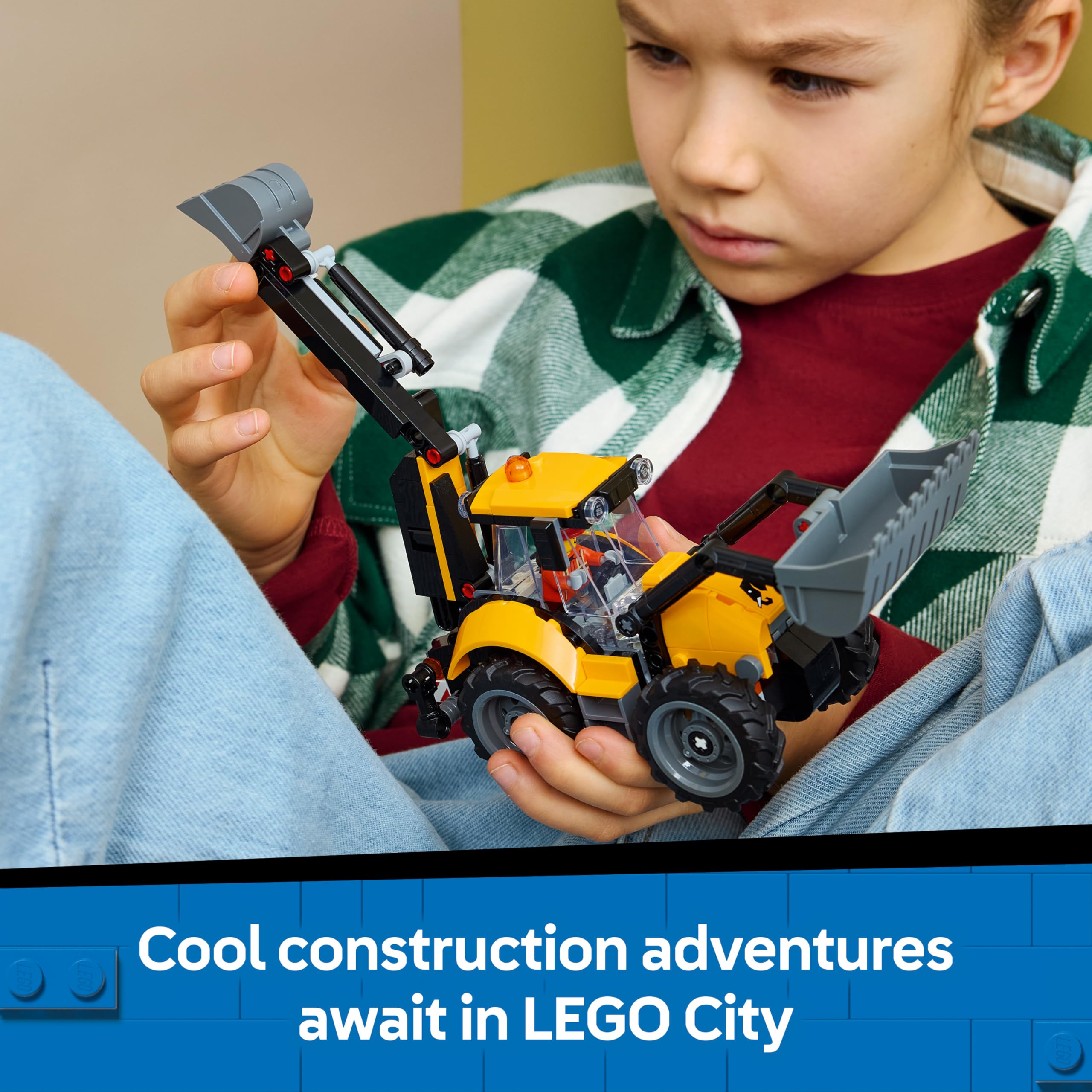 LEGO City Yellow Backhoe Loader Construction Vehicle Set 60480 for Ages 7+ 7