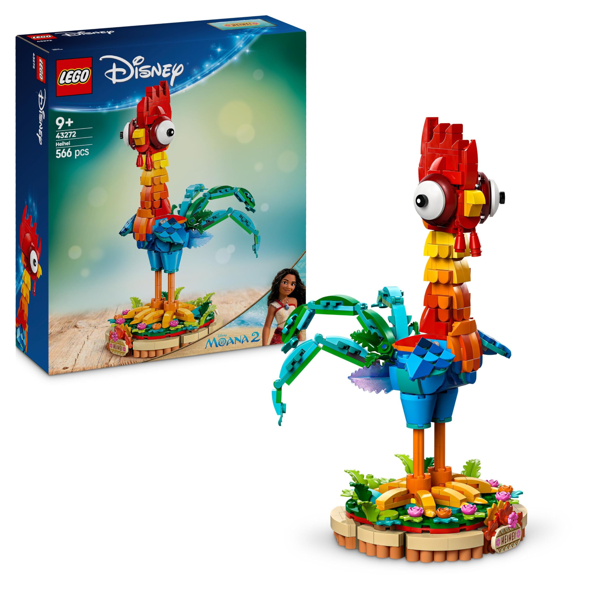 LEGO ǀ Disney Vaiana 2 Heihei Baubares Tierspielzeug – Bewegliche Hühnerfigur mit Ständer für Kinder ab 9 Jahren 10
