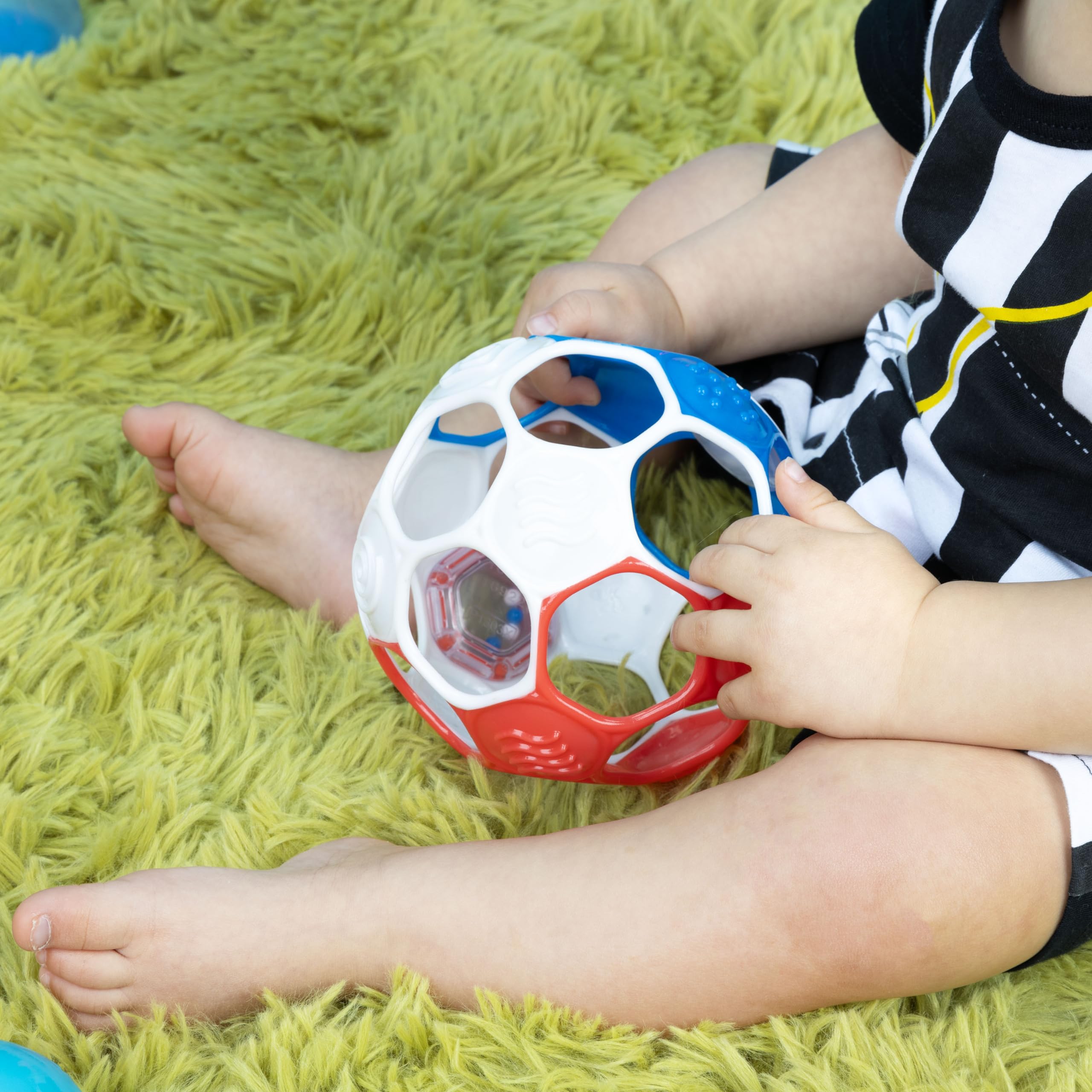 Bright Starts Oball Grippin' Goals Rattle Football - Easy-Grasp Toy for Newborn & Up 4