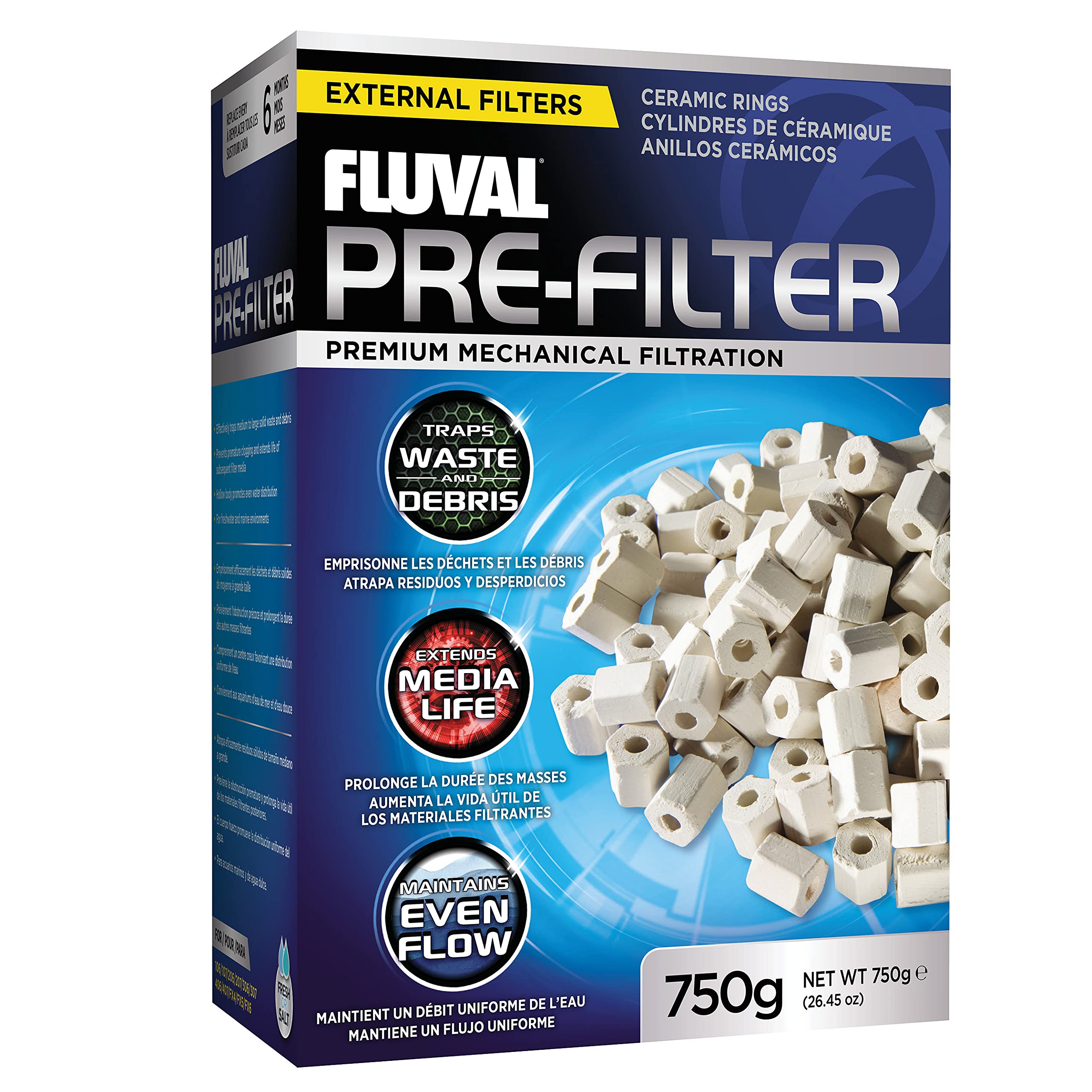 Fluval Ceramic Pre Filter Aquarium Media Rings for Fish Tanks | Model A1470