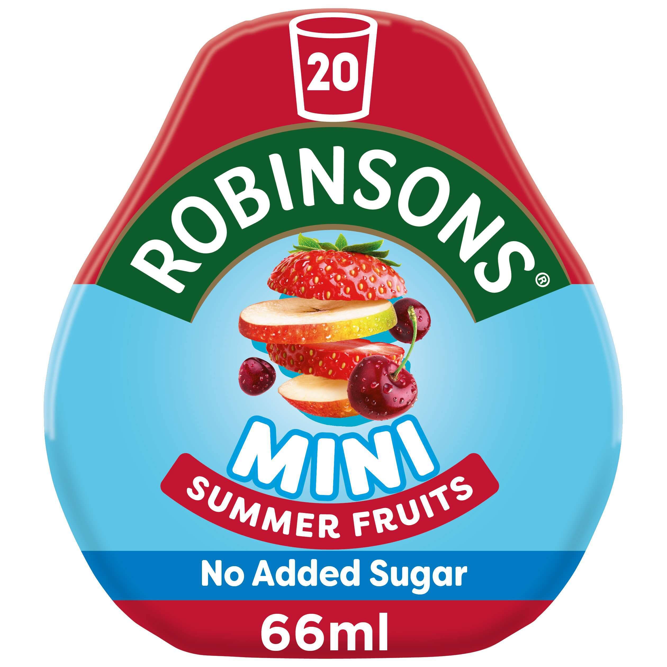 Robinsons Mini Summer Fruits Concentrate - No Added Sugar, Low Calorie | Makes 20 Drinks