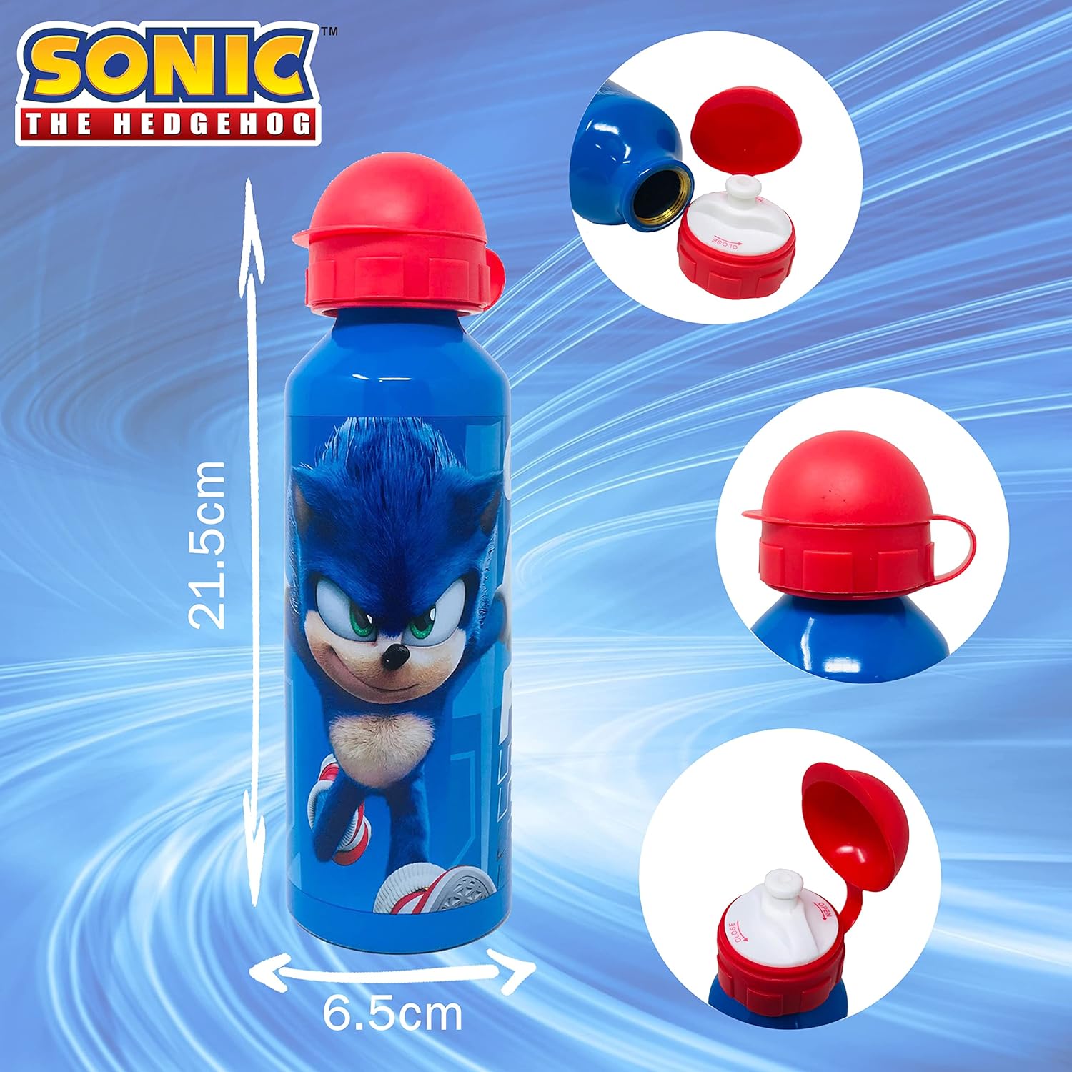 GIOVAS Sonic The Hedgehog Aluminium-Wasserflasche für Kinder, 520 ml 3