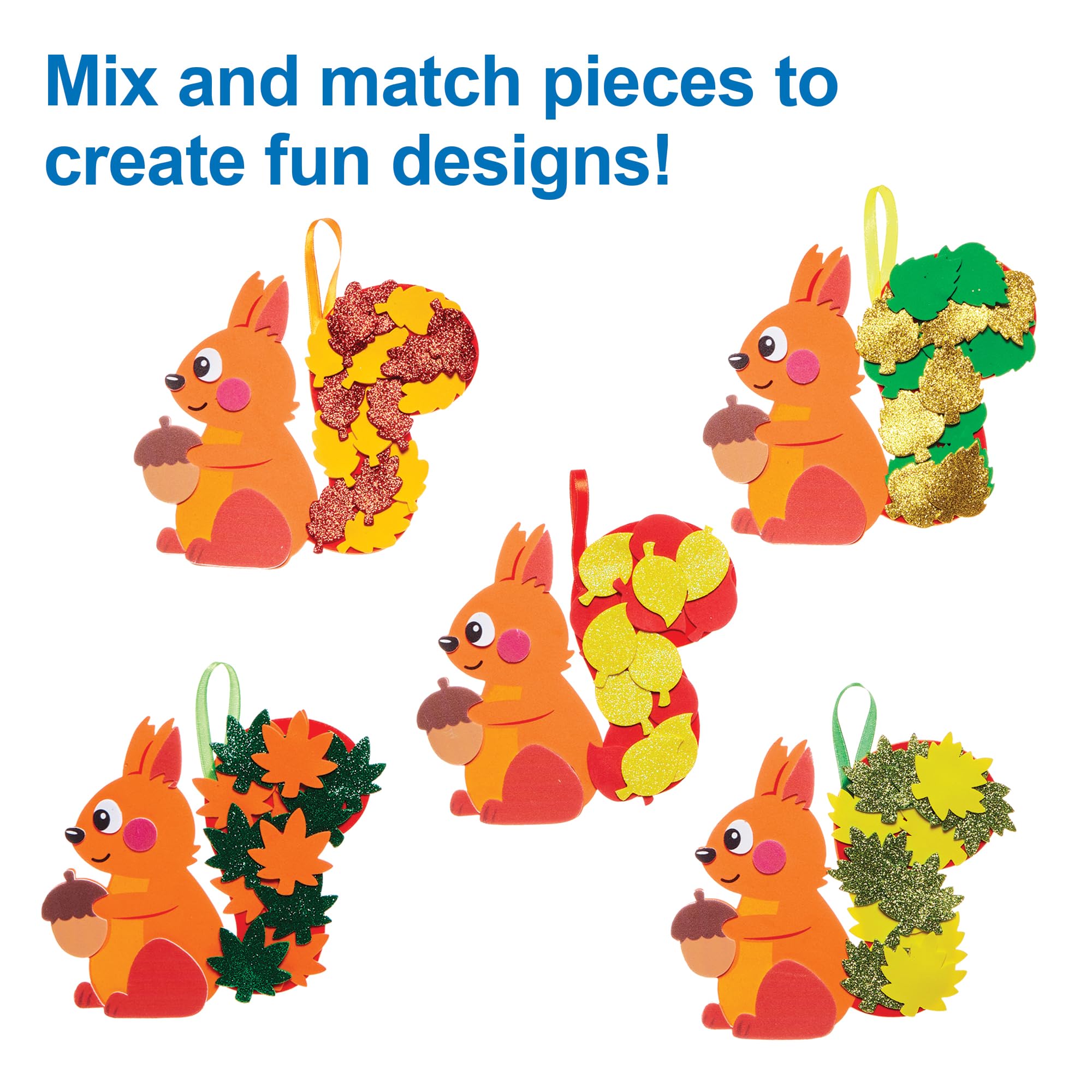Baker Ross Leafy Squirrel Mix and Match Decoration Craft Kit - Pack of 5 6