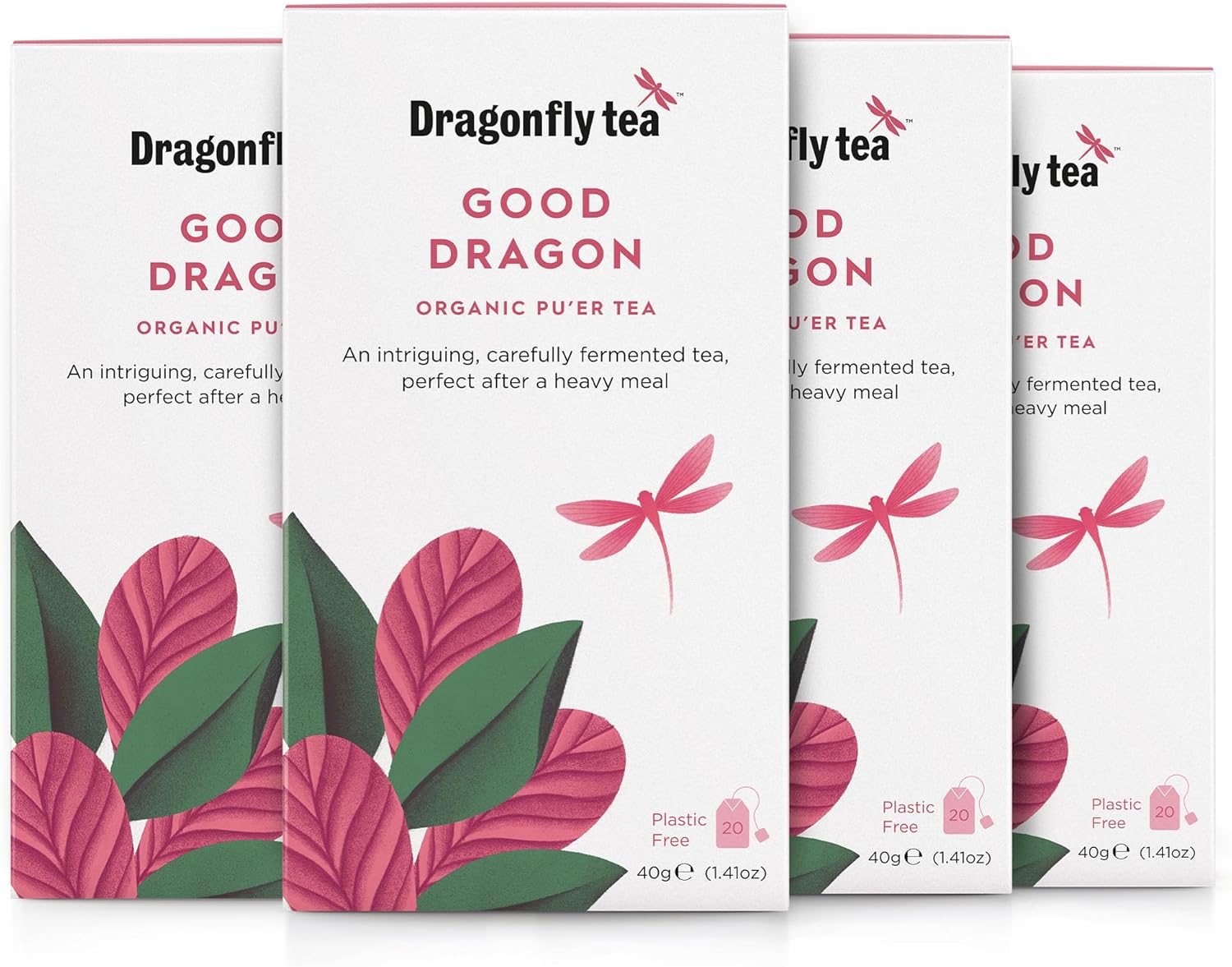 Dragonfly Tea – Good Dragon Bio-Pu'er-Tee, 80 Teebeutel (4er-Packung)