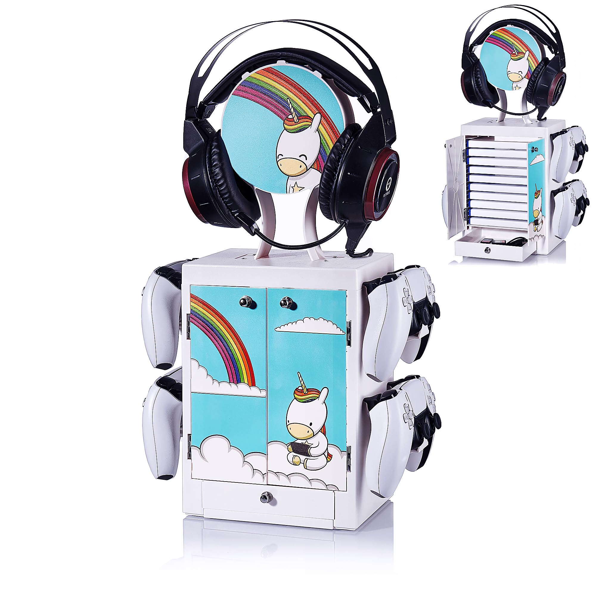 Numskull Eric the Unicorn Gaming Locker - Controller Holder & Headset Stand for PS, Xbox, Switch 7