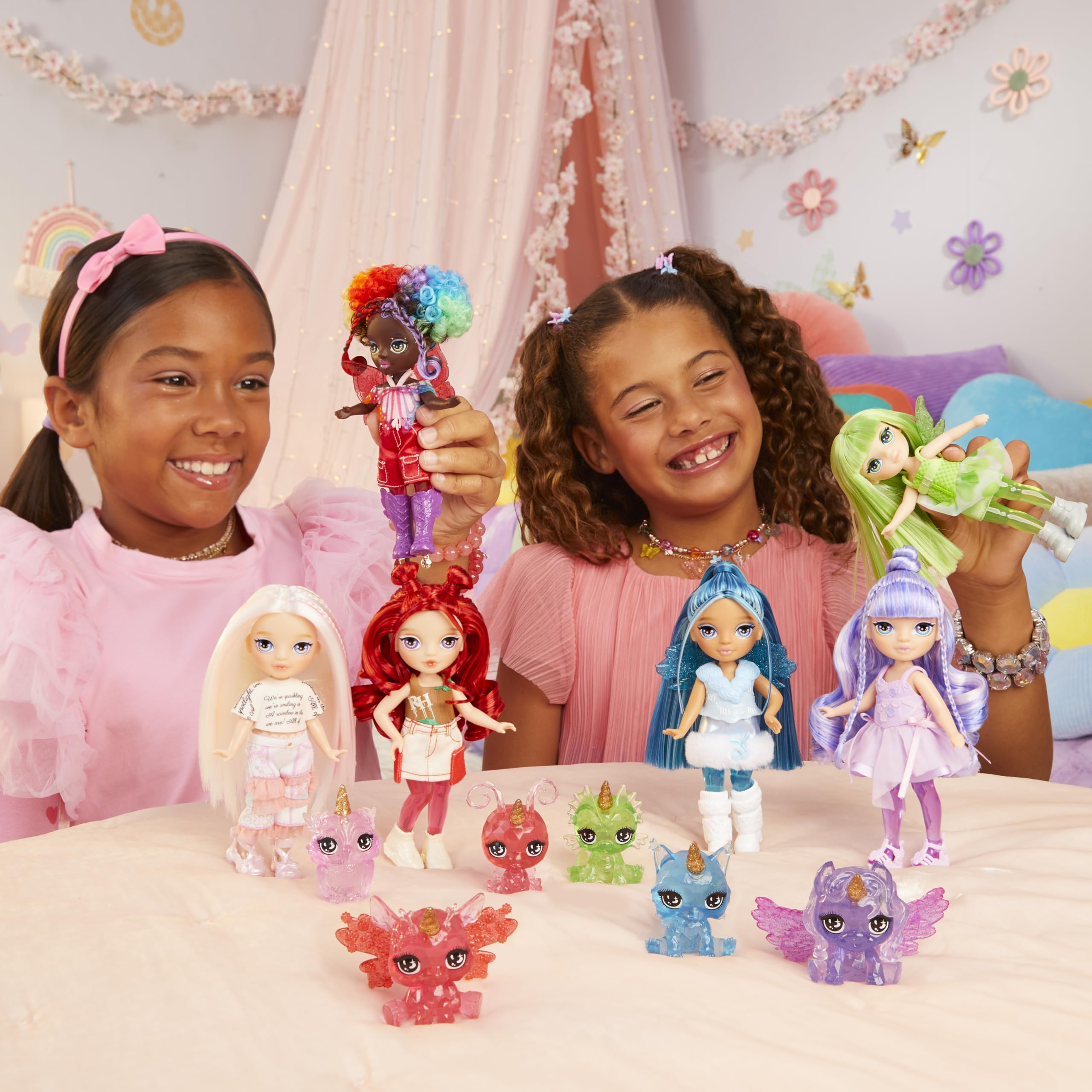 Rainbow High Littles Rainbow Fantasy Fairies & Pet - Amethyst, Purple - 14cm Posable Small Doll & Fantasy Pegasus Unicorn Pet with Interchangeable Fairy Wings, Cute Present for Children 4+ 7